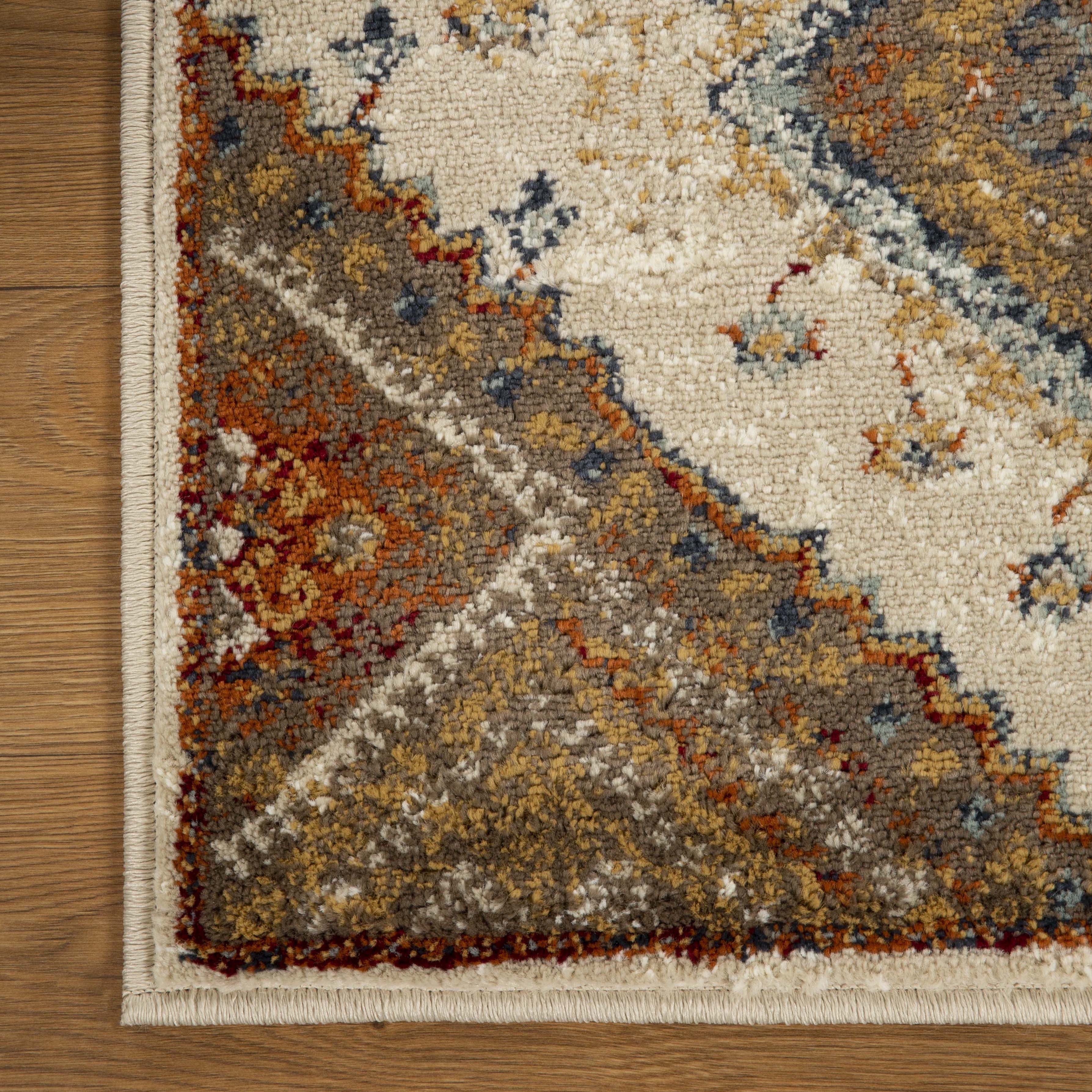 Stylish Poway Geometric Medallion Indoor Area Rug - Non-Slip Living Room Carpet for Home Decor, Bedroom & Office