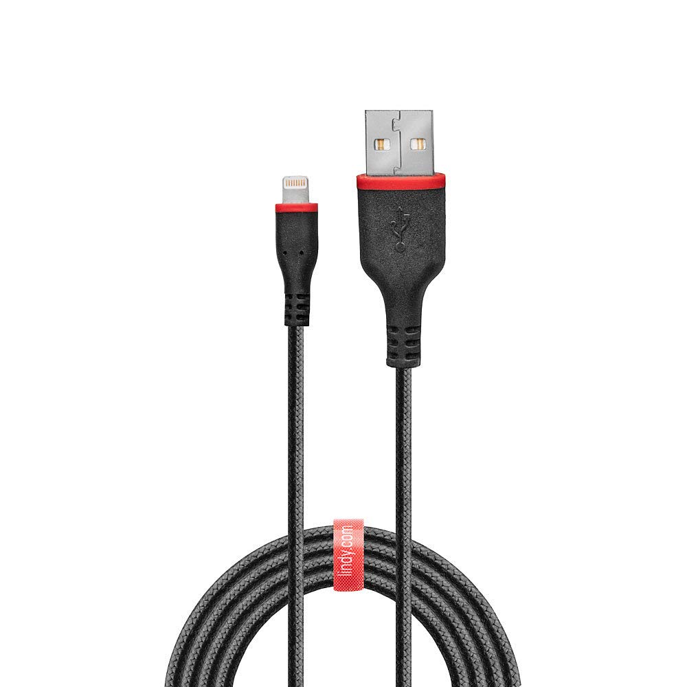 Premium LINDY 2m/6.6ft Reinforced USB to Lightning Cable - Fast Charging & Data Sync for iPhone 14/13/12/11/X/8 - Durable Nylon Braided Cord for Home, Office & Travel Use