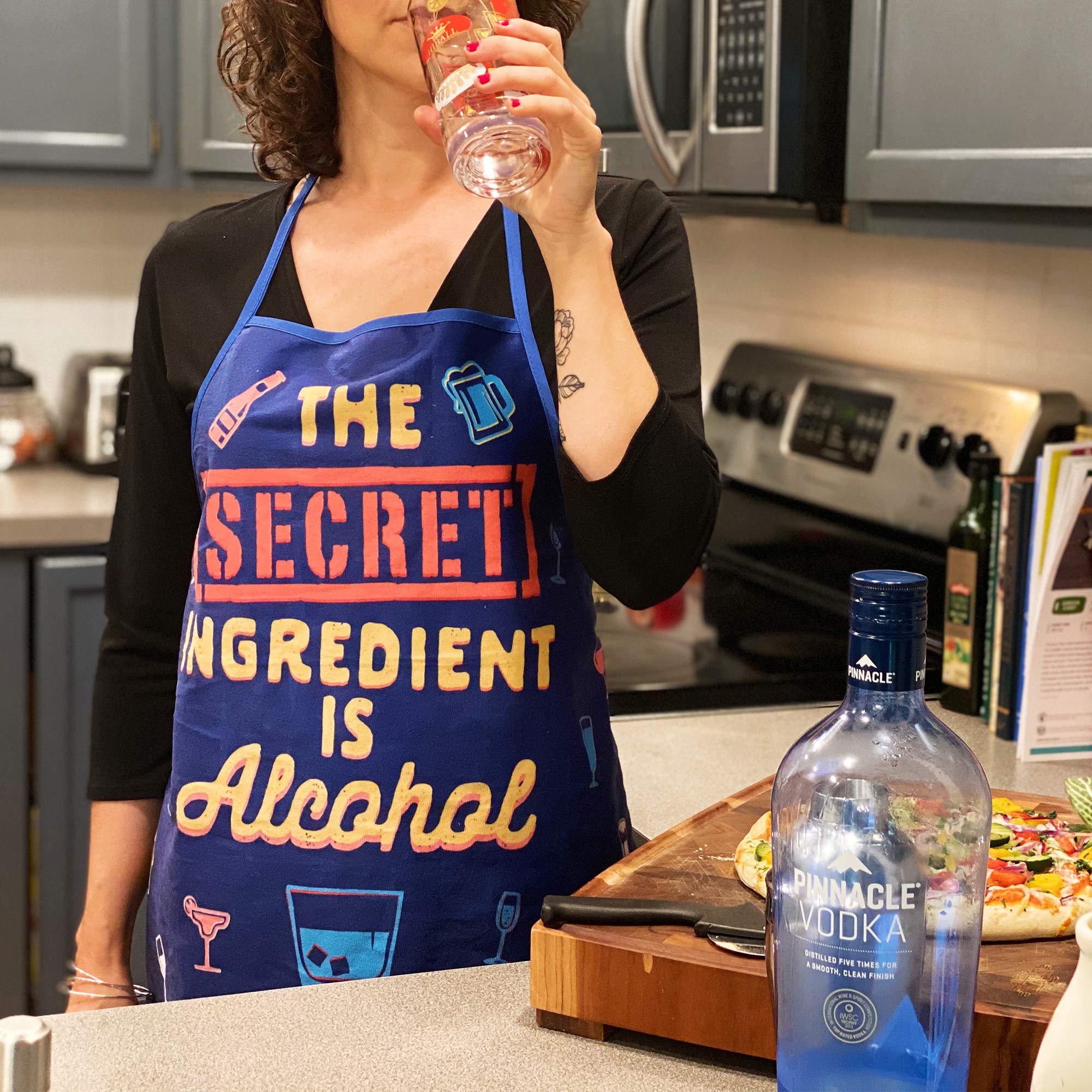 Funny Cocktail Graphic Kitchen Towel - The Secret Ingredient Is Alcohol - Perfect for Bartenders, Home Bars & Party Decor