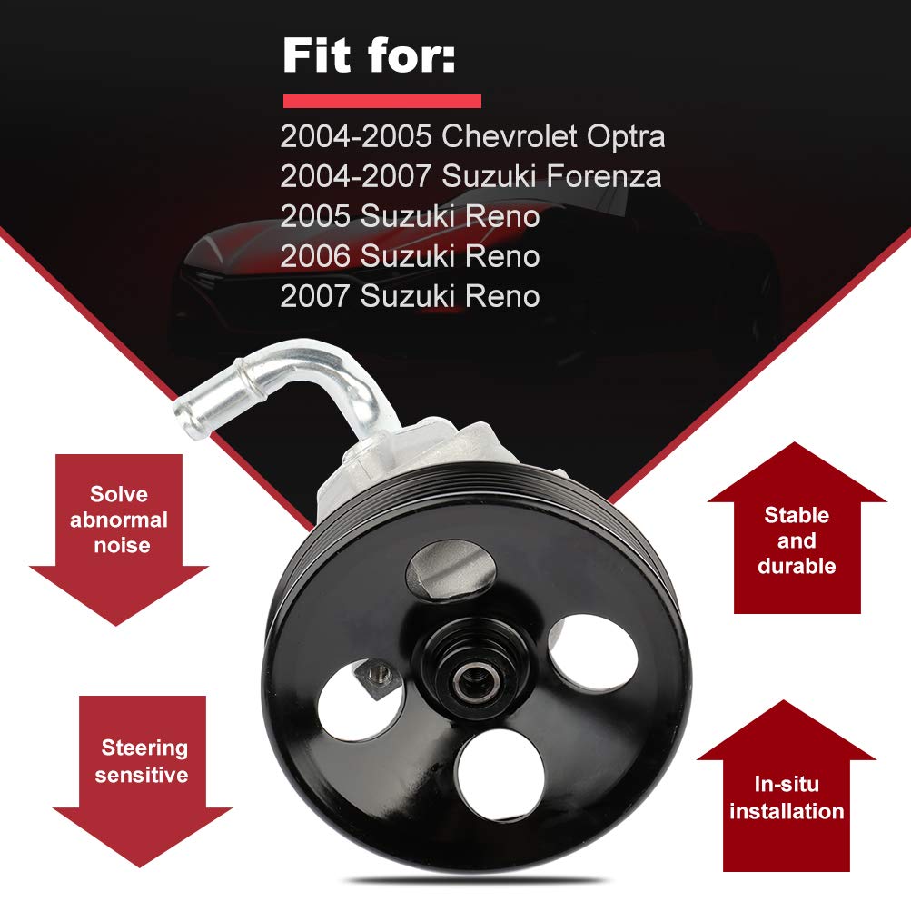 CCiYu Power Steering Pump Replacement for 2004-2007 Chevrolet Optra, 2005-2007 Suzuki Forenza & Reno - 20-807 Power Steering Assist Pump - Smooth Steering Performance for City Driving & Highway Commutes