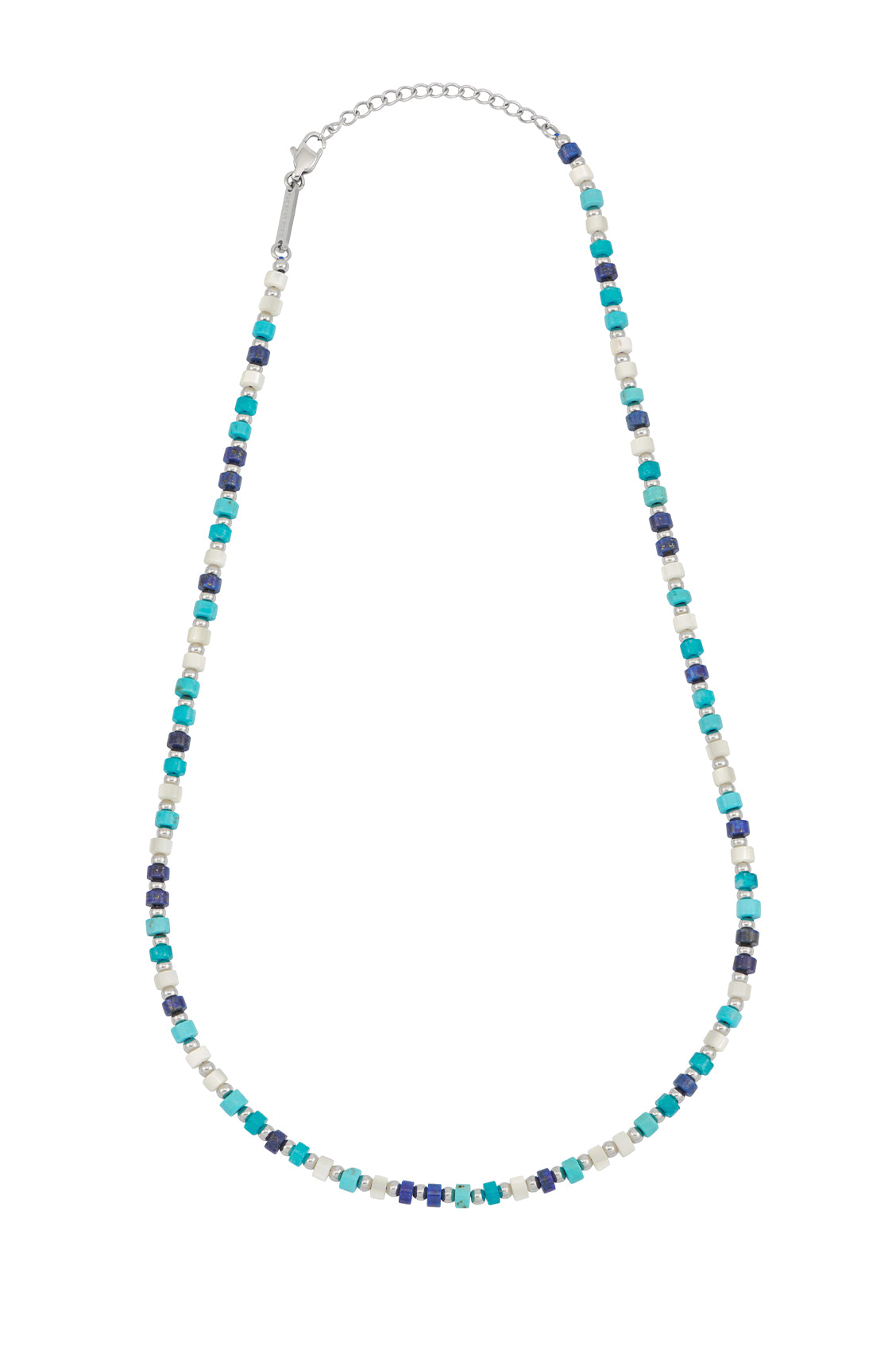 Men's Mixed Blue Gemstone Rondelle Necklace - Elegant Beaded Jewelry for Gifts, Weddings & Special Occasions