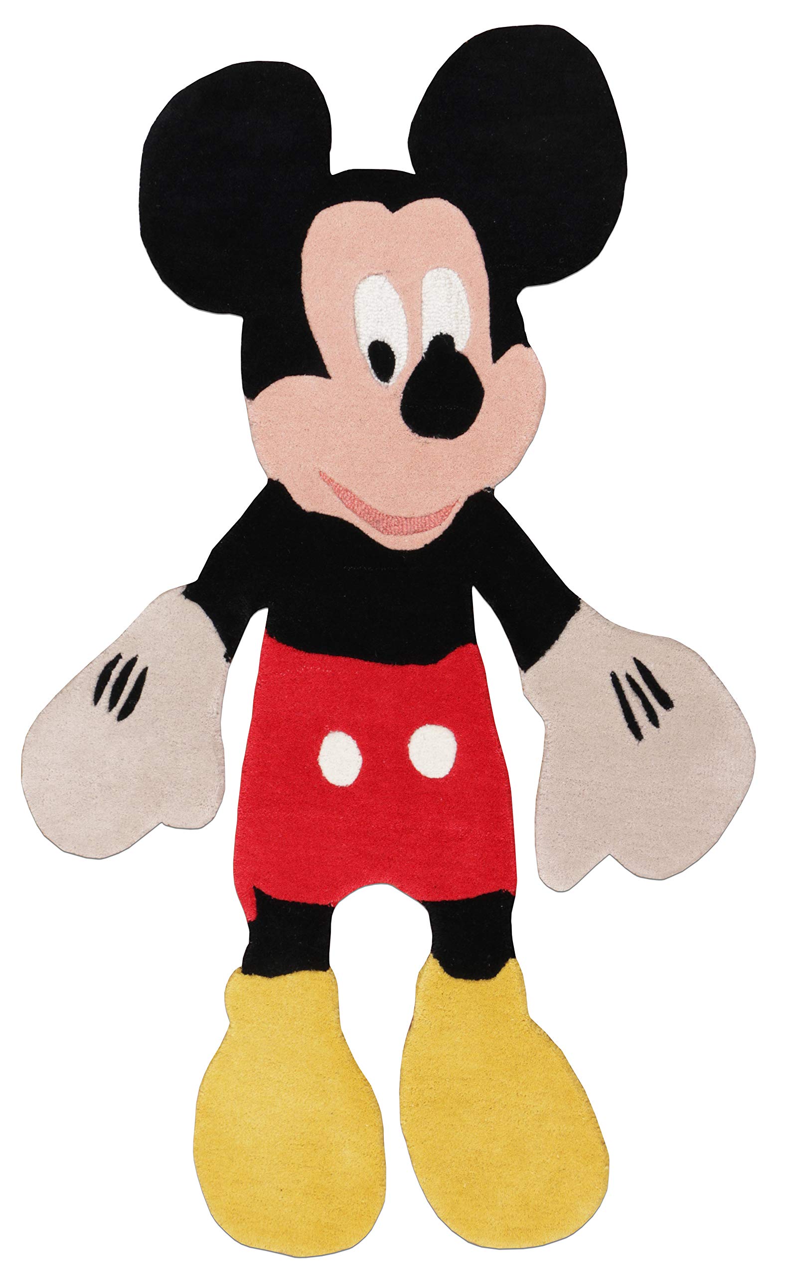 Disney Mickey Mouse 3'x5' Handmade Tufted 100% Wool Rug for Kids - Soft Nursery Carpet for Baby Boys & Girls Bedroom, Playroom Floor Decor