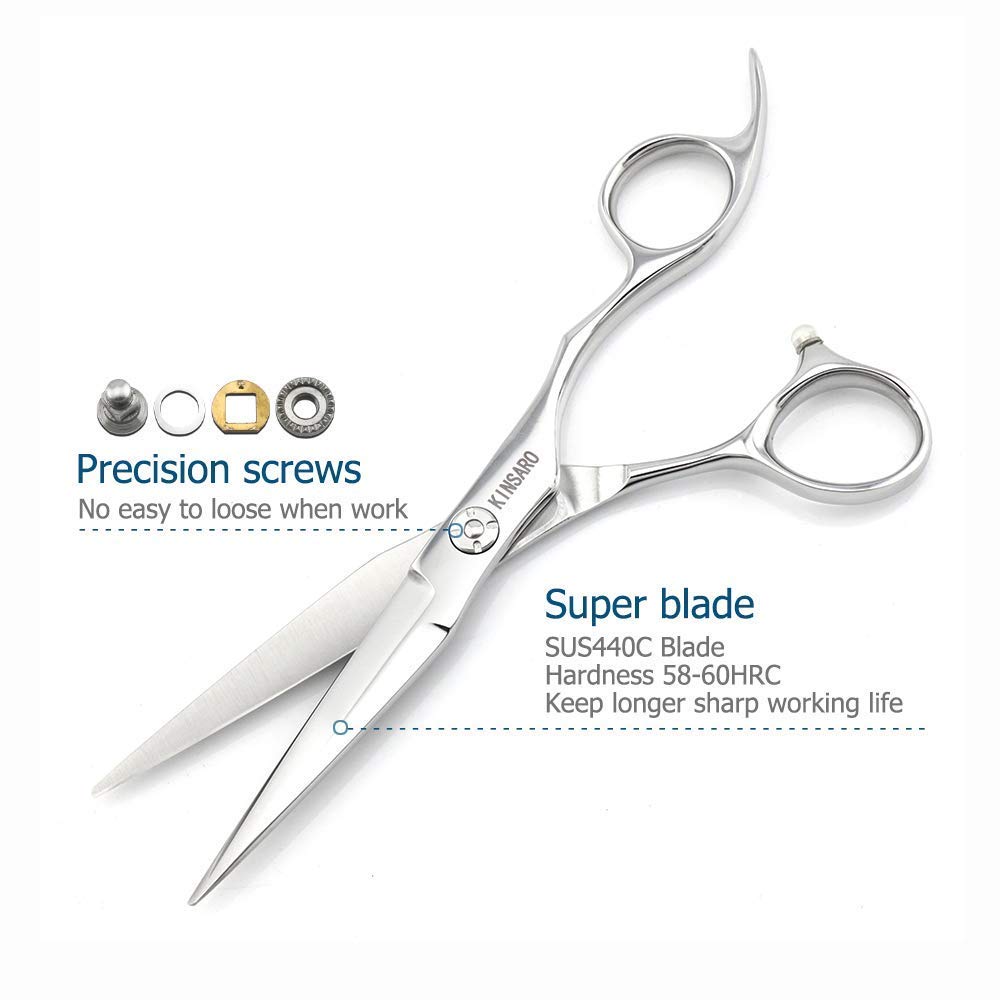 6 Inch Professional Hair Cutting Scissors & 5.75 Inch Hair Thinning Shears - Premium Barber Scissors for Salon & Home Hairdressing by Kinsaro - Perfect for Styling, Trimming & Texturizing Hair