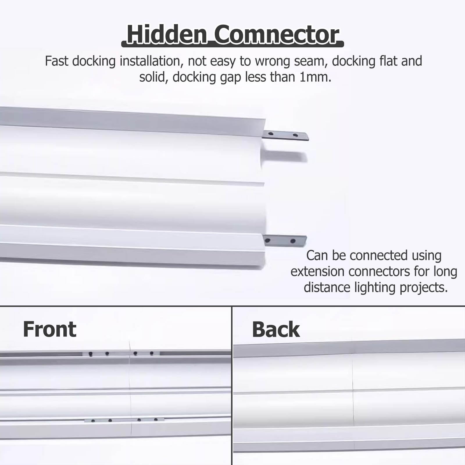 Aluminum LED Channel for Strip Lights - 13.1FT/400CM White Surface-Mounted Crown Molding Trim - Customizable Indirect Lighting Solution for Home, Hallway & Staircase Decoration