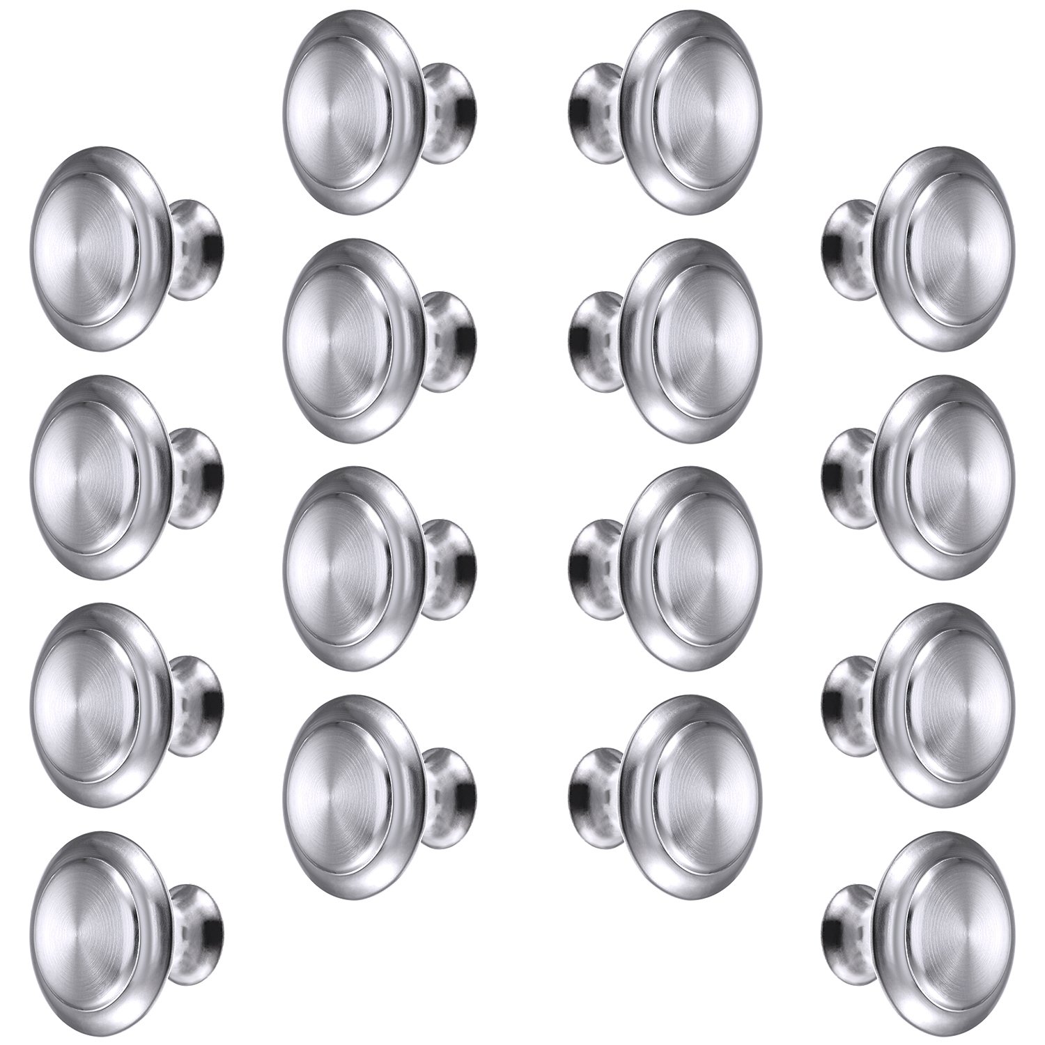 Bememo 24 Pack Silver Cabinet Knobs - 1.06 x 0.79 Inch Round Kitchen Drawer Handles, Dresser Pulls, Durable Hardware for Cabinets, Wardrobes, and Furniture
