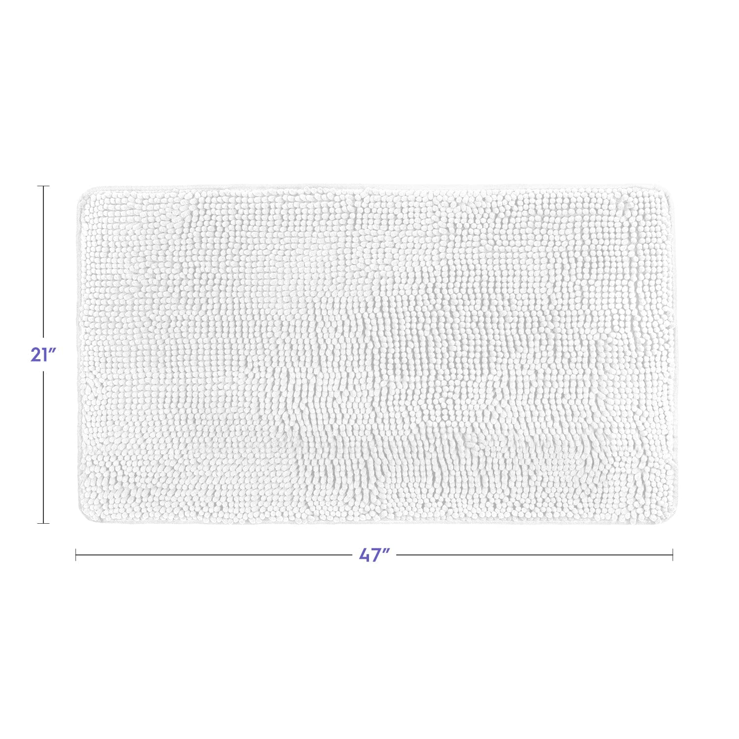 Premium Tafts Bathroom Rugs - Ultra Soft Chenille Microfiber Shaggy Bath Mat with Extra Thick Memory Foam, Super Absorbent & Non-Slip (21x47 Inches, Cool White) - Machine Washable for Easy Care - Perfect for Bathroom, Spa, and Master Suite Decor