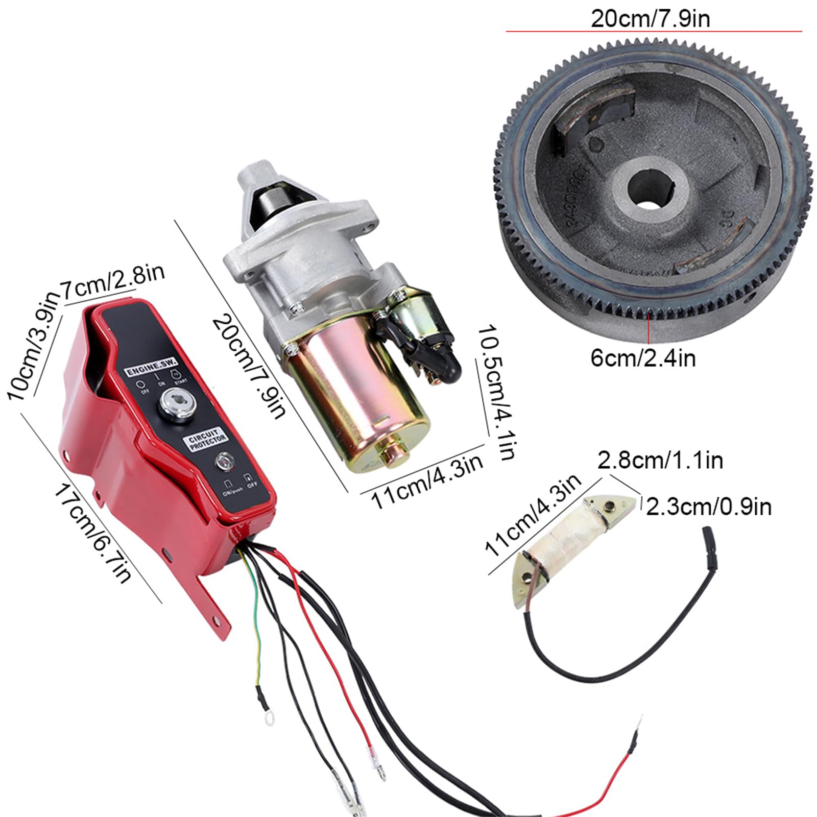 Honda GX390 13HP & GX340 11HP Electric Starter Motor Kit with Flywheel, Ignition Coil & Switch - Complete Electric Start Conversion Kit for Small Engines - Perfect for Generators, Pumps & Power Equipment