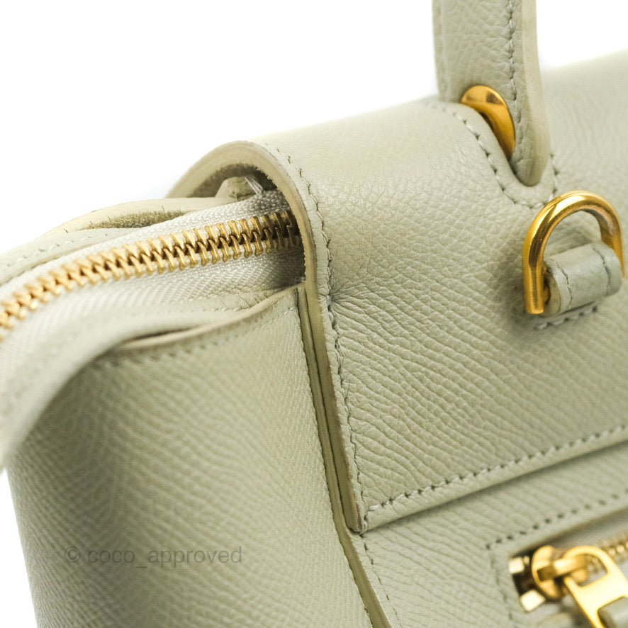 Celine Micro Belt Bag in Light Khaki Grained Calfskin with Silver Hardware | Luxury Crossbody Bag for Women | Perfect for Work, Travel & Everyday Use