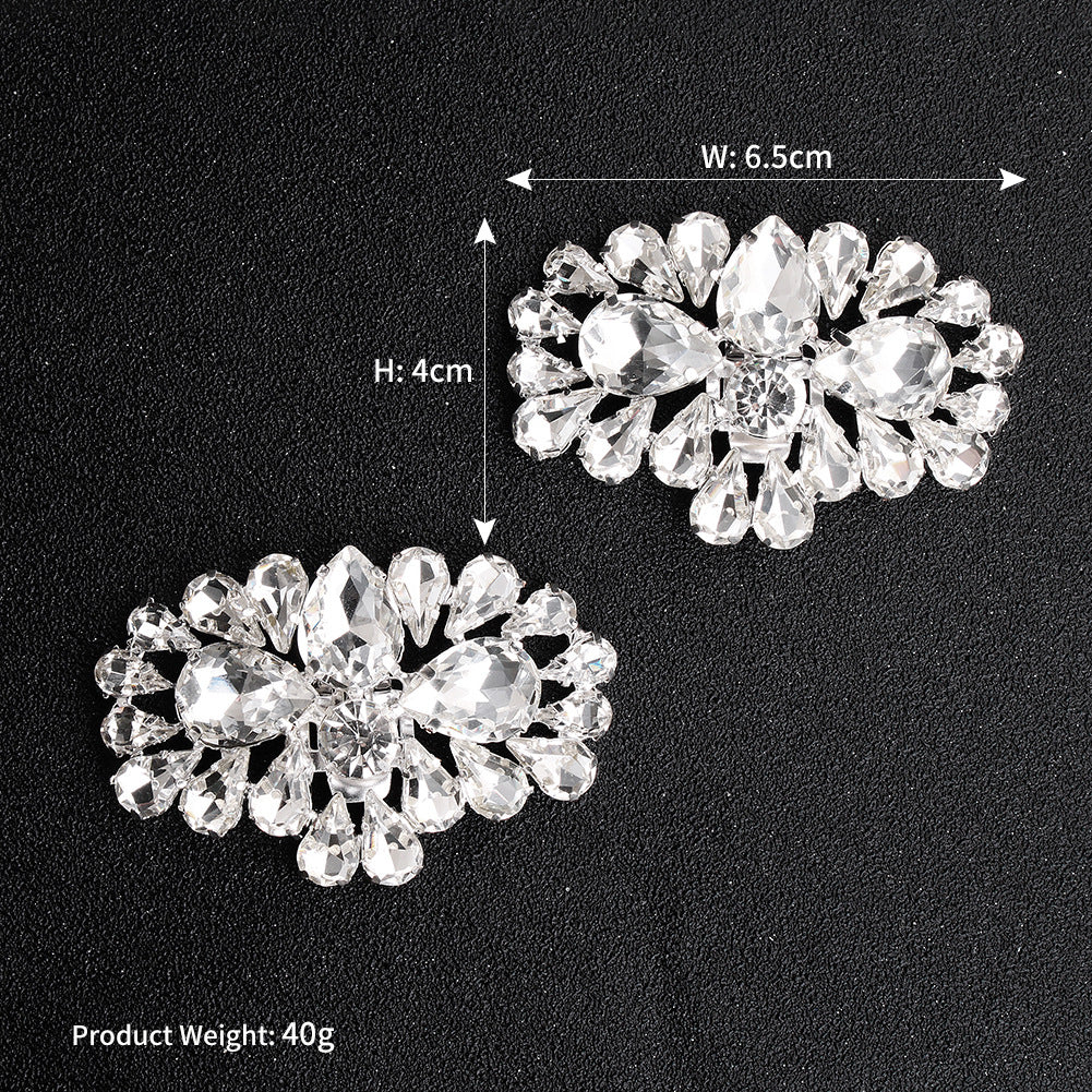 1 Pair Oval Rhinestone Detachable Wedding Shoe Buckles - Elegant Bridal Accessories for Wedding, Prom & Special Occasions