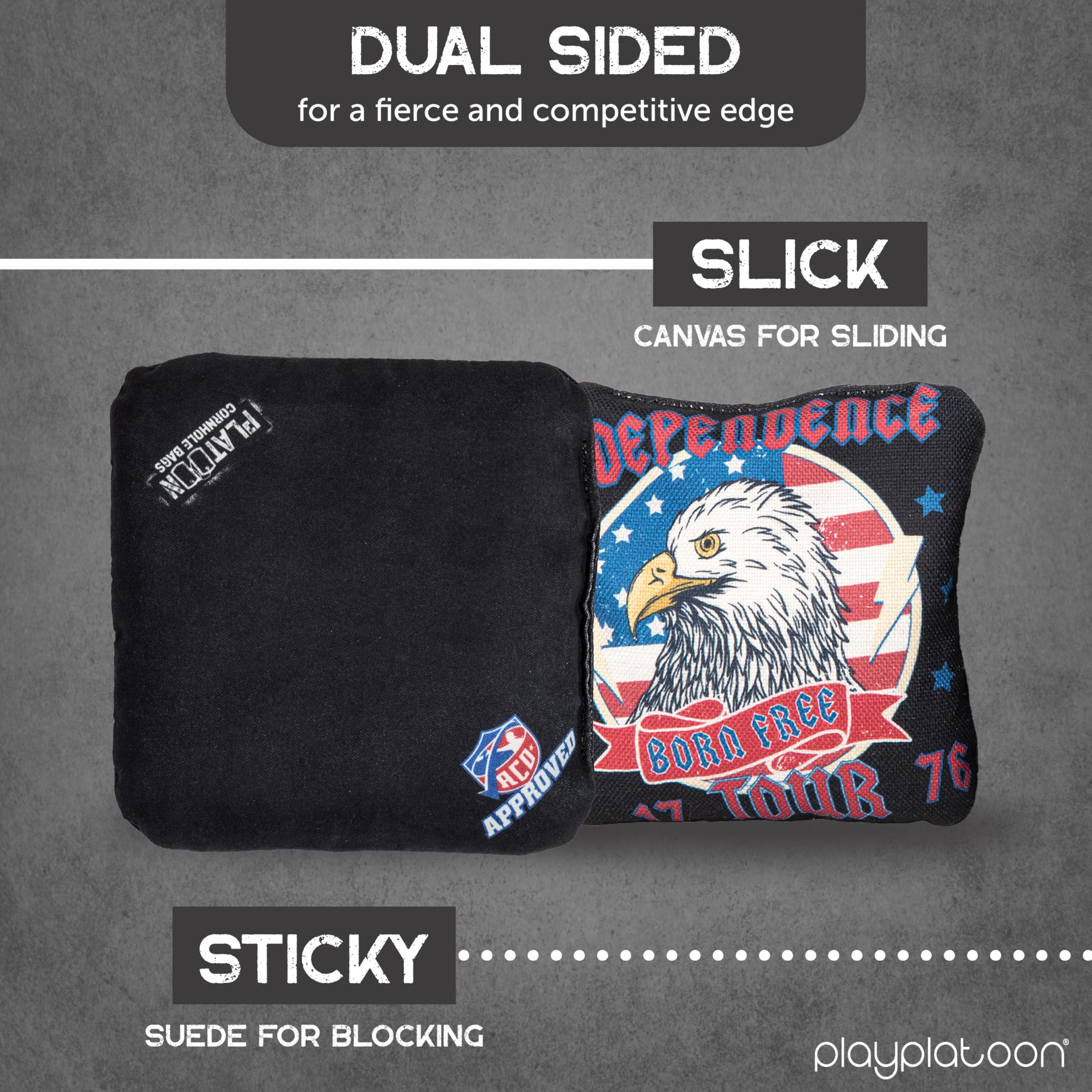ACO Approved Professional Cornhole Bags Set of 8 - Regulation Competition Weight Bean Bags with Slick & Stick Technology for Outdoor Games, Tailgating, Backyard Parties, and Cornhole Tournaments