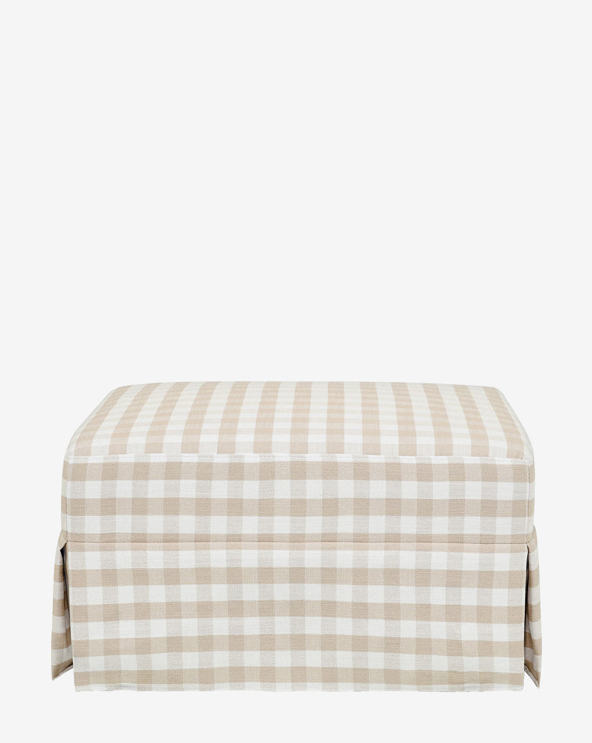 Crawford Gliding Ottoman with Storage - Blue Gingham Upholstered Living Room Footrest, Nursery Glider Chair Companion for Relaxing and Nursing