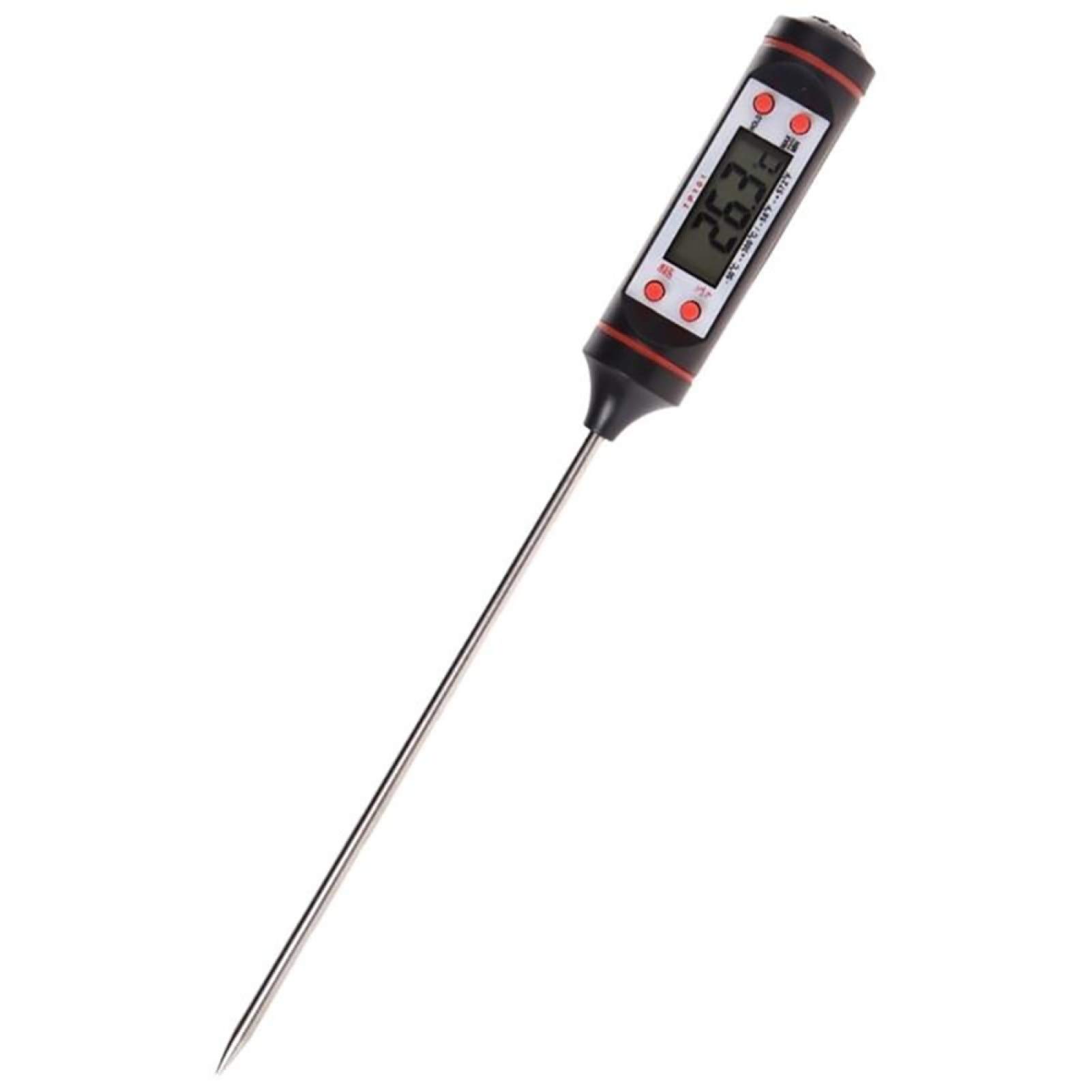 Digital Meat Thermometer with Probe - Instant Read Kitchen Thermometer for Cooking, Grilling, Baking - Perfect for Meat, Water, Milk & BBQ (Black) | Essential Tool for Home Chefs & Outdoor Cooking
