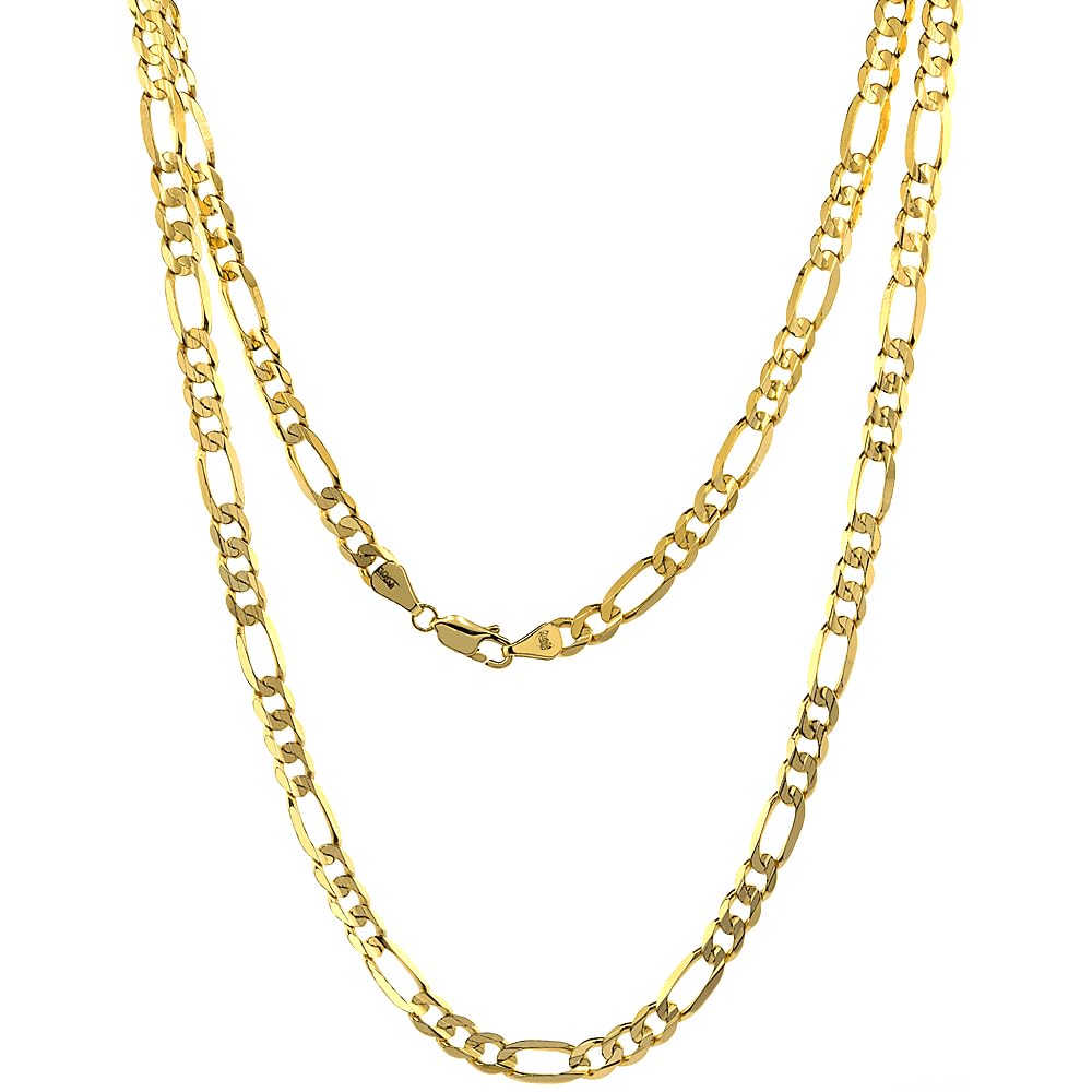 10K Solid Yellow Gold 5.5mm Figaro Chain Necklace & Bracelet Set for Men and Women - High Polish Concave Design (20-30 Inch) - Perfect for Gifts, Weddings, Anniversaries and Everyday Wear