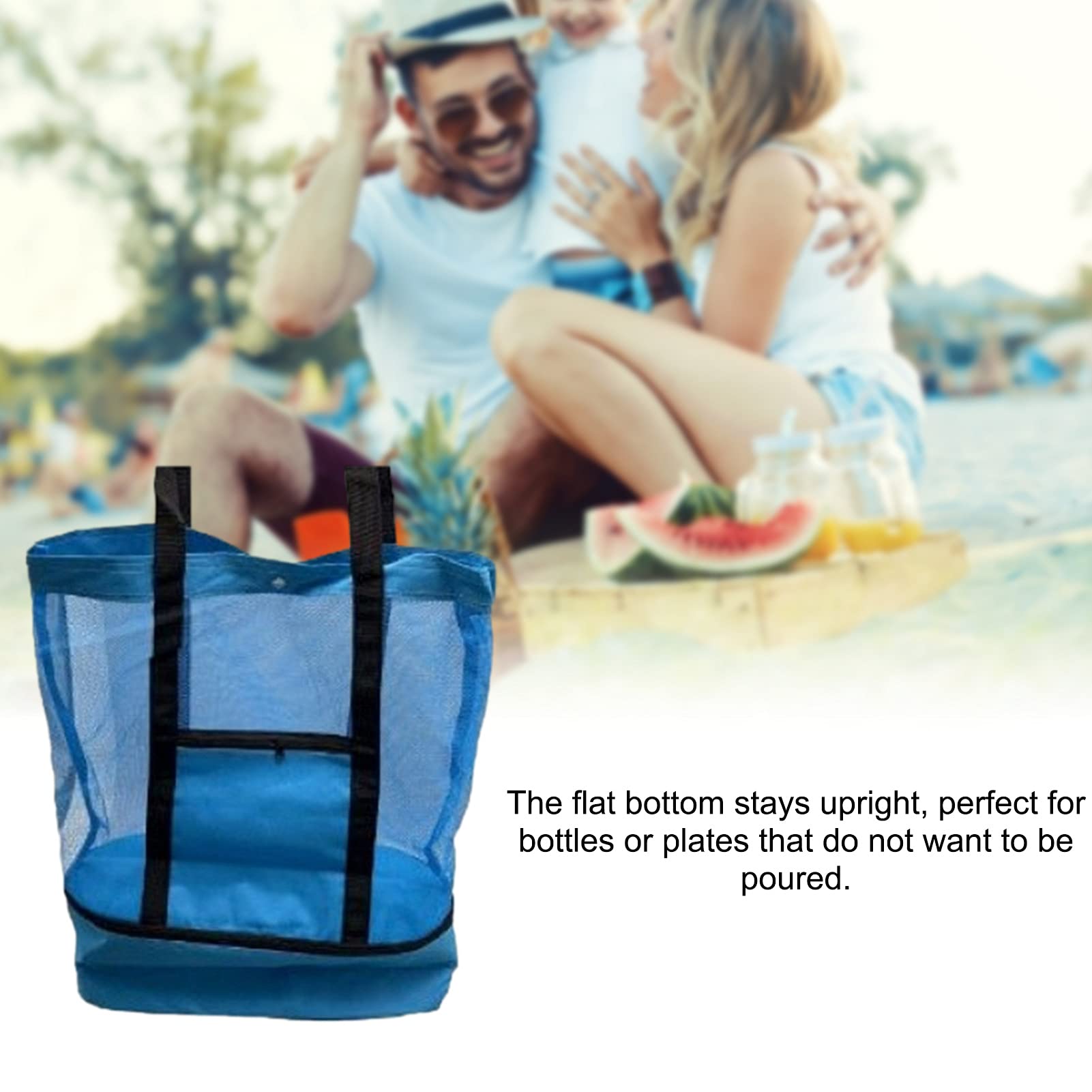 Double-Layer Mesh Picnic Insulation Bag - Ice Storage Cooler for Beach, Camping & Outdoor Activities (Blue) | Keeps Food & Drinks Cold | Perfect for Picnics, BBQs & Travel