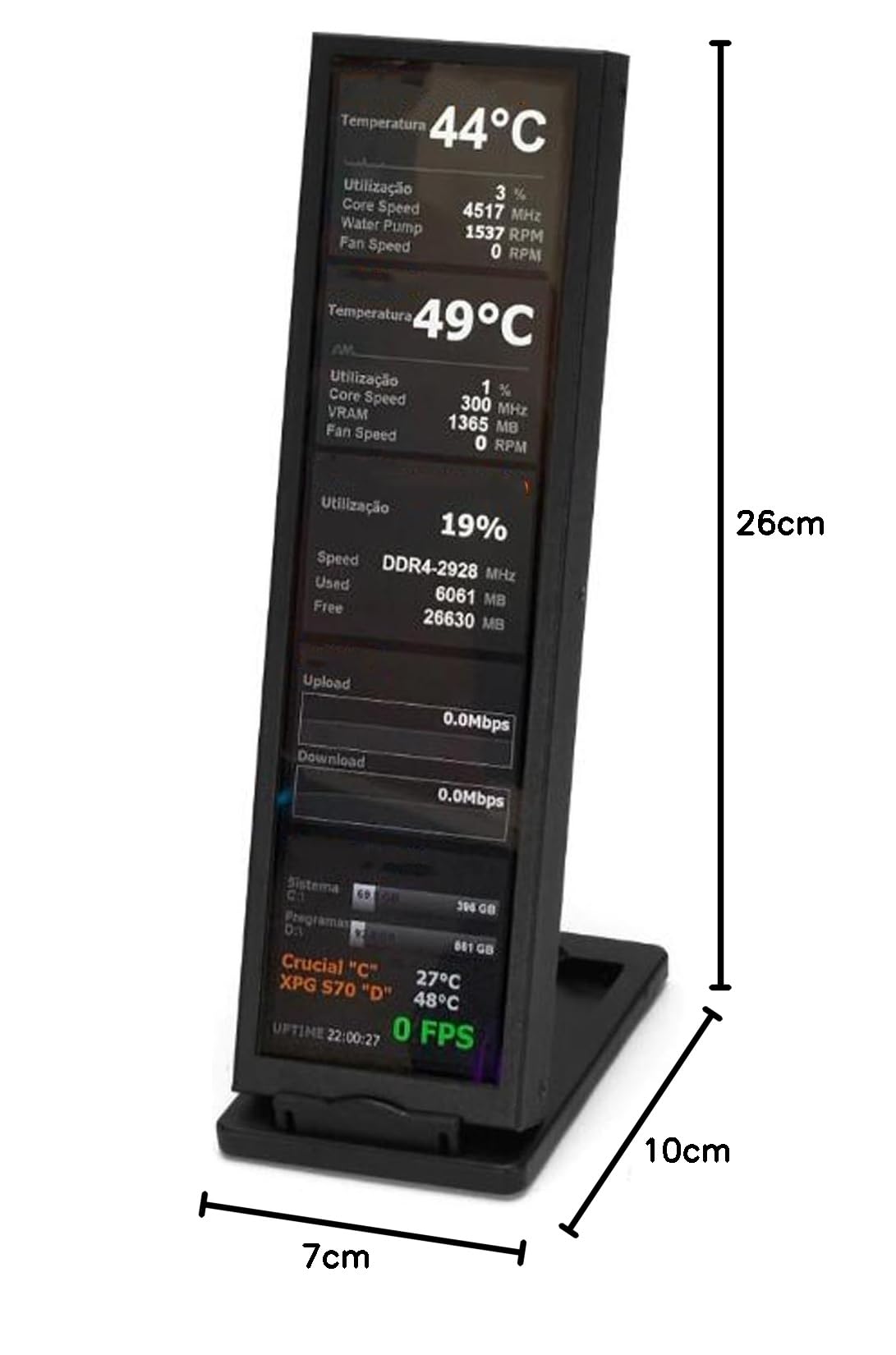 Yunseity 8.8 Inch IPS PC Sensor Panel Screen - 1920x480 HD Computer Temperature Monitor with 360° Rotation & Adjustable Brightness for Gaming PC, Workstation & DIY Computer Builds (Black) - Perfect for Real-Time System Monitoring & Custom PC Setups