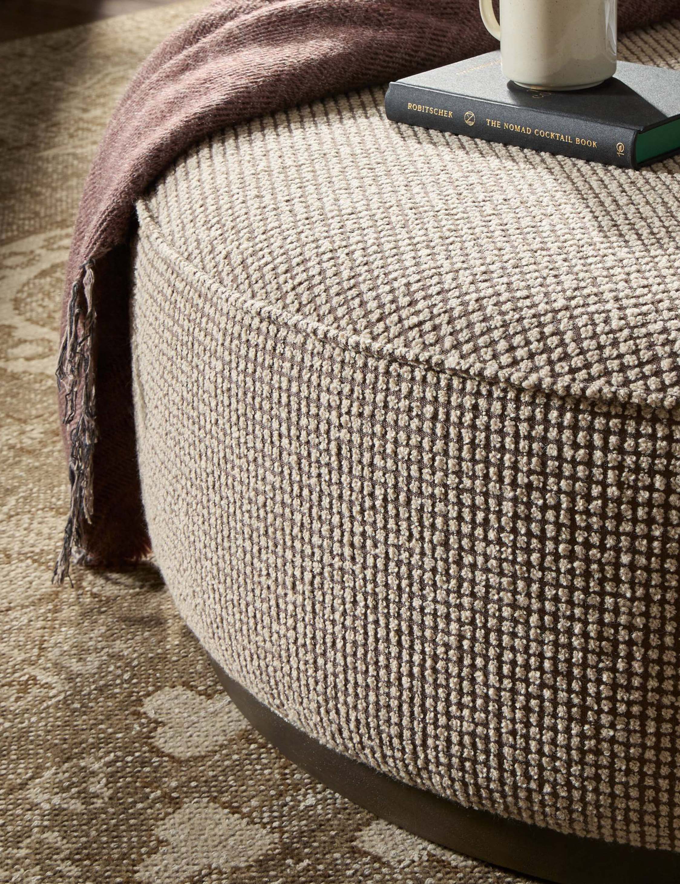 Aldora Round Ottoman Stool - Soft Padded Storage Footrest with Removable Cover - Perfect for Living Room, Bedroom, or Nursery - Versatile Home Decor & Extra Seating Solution