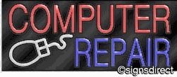 Vintage Computer Repair Neon Sign - Black Plexiglass Backlit Wall Decor for Tech Shops, Gaming Rooms & Office Spaces