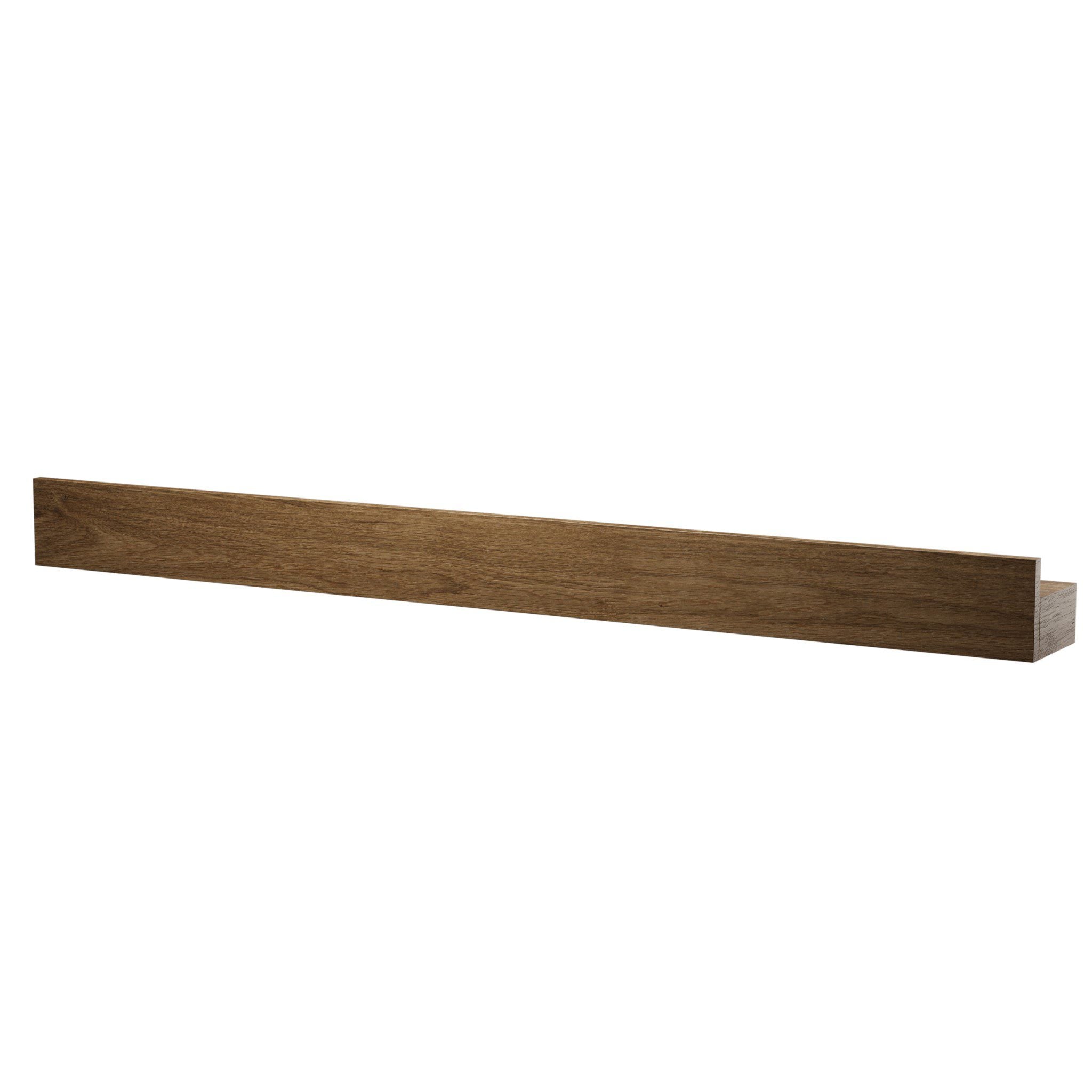 EKTA LIVING Magnetic Knife Holder & Shelf - Smoked Oak Wood Wall Mount for Kitchen Storage (2 Sizes) | Space-Saving Organizer for Knives, Spices & Utensils