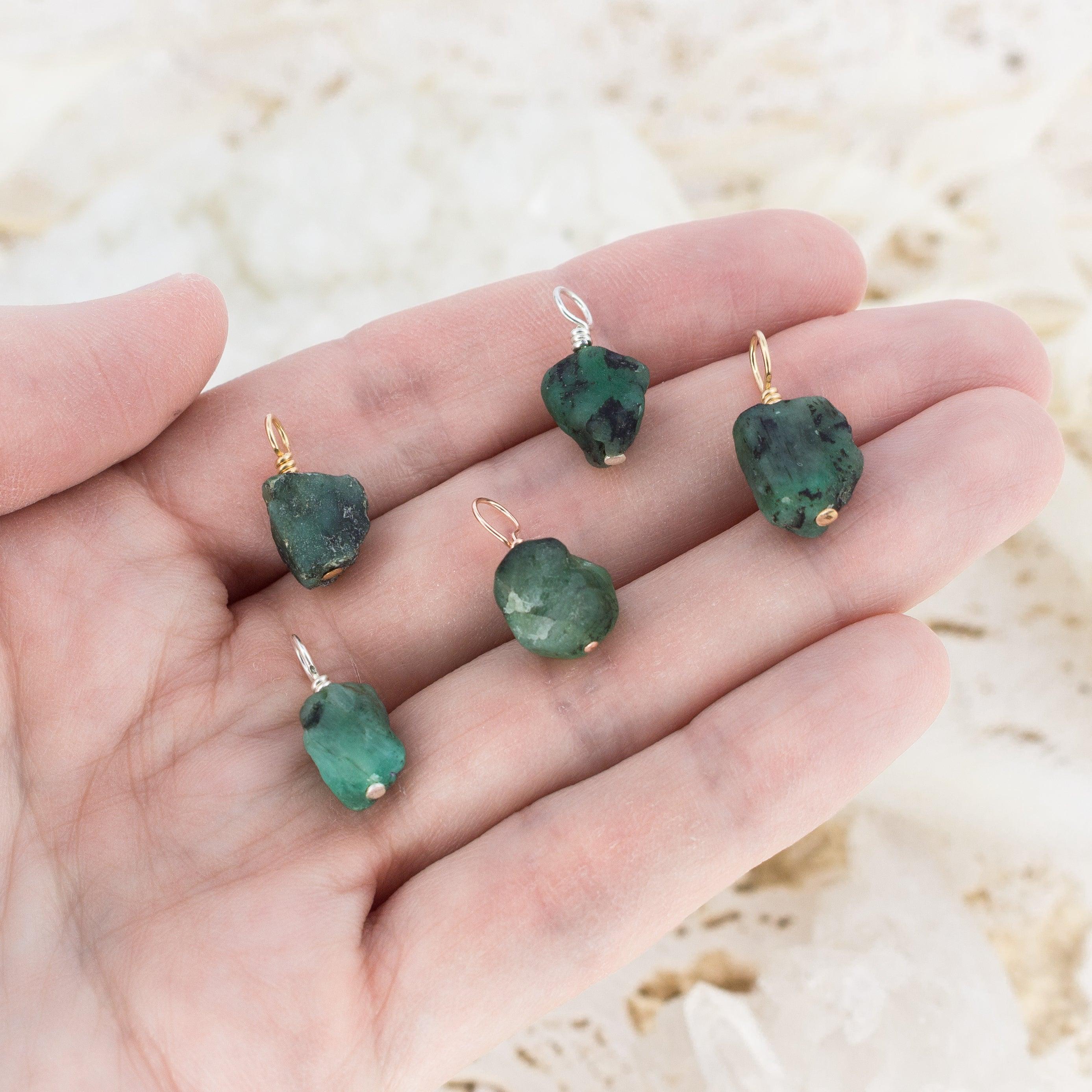 Natural Raw Emerald Crystal Pendant Necklace - Genuine Green Gemstone Jewelry for Women - Perfect for Boho Style, Spiritual Healing & Everyday Elegance
