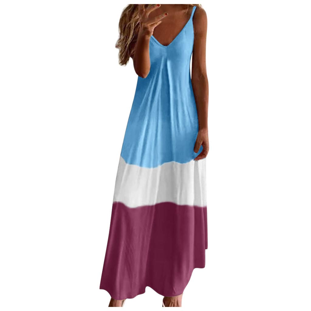 AIHIHE Women's Boho Maxi Dress - Casual Sleeveless V-Neck Loose Plus Size Long Dress for Summer Beach Vacation, Outdoor Parties & Date Nights