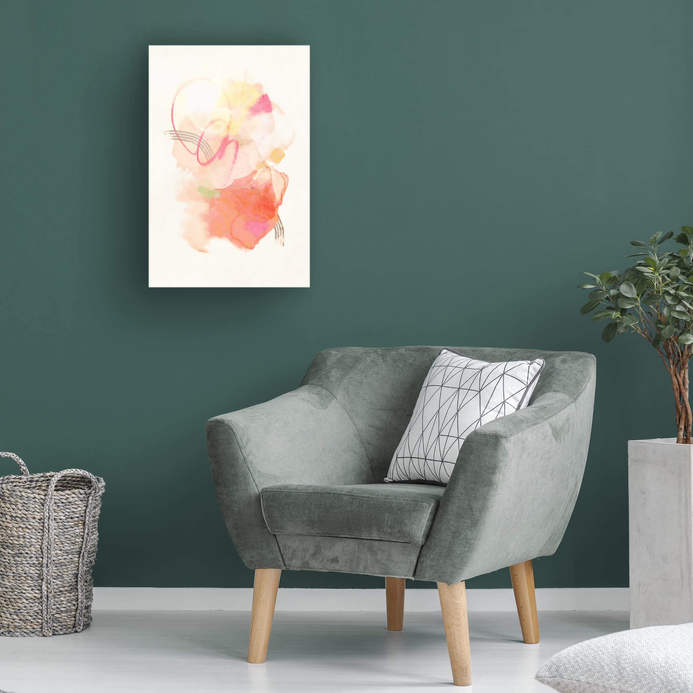 Trademark Fine Art 'Peachy Keen No 1' Canvas Wall Art by Suzanne Nicoll - Modern Abstract Painting for Living Room, Bedroom & Office Decor