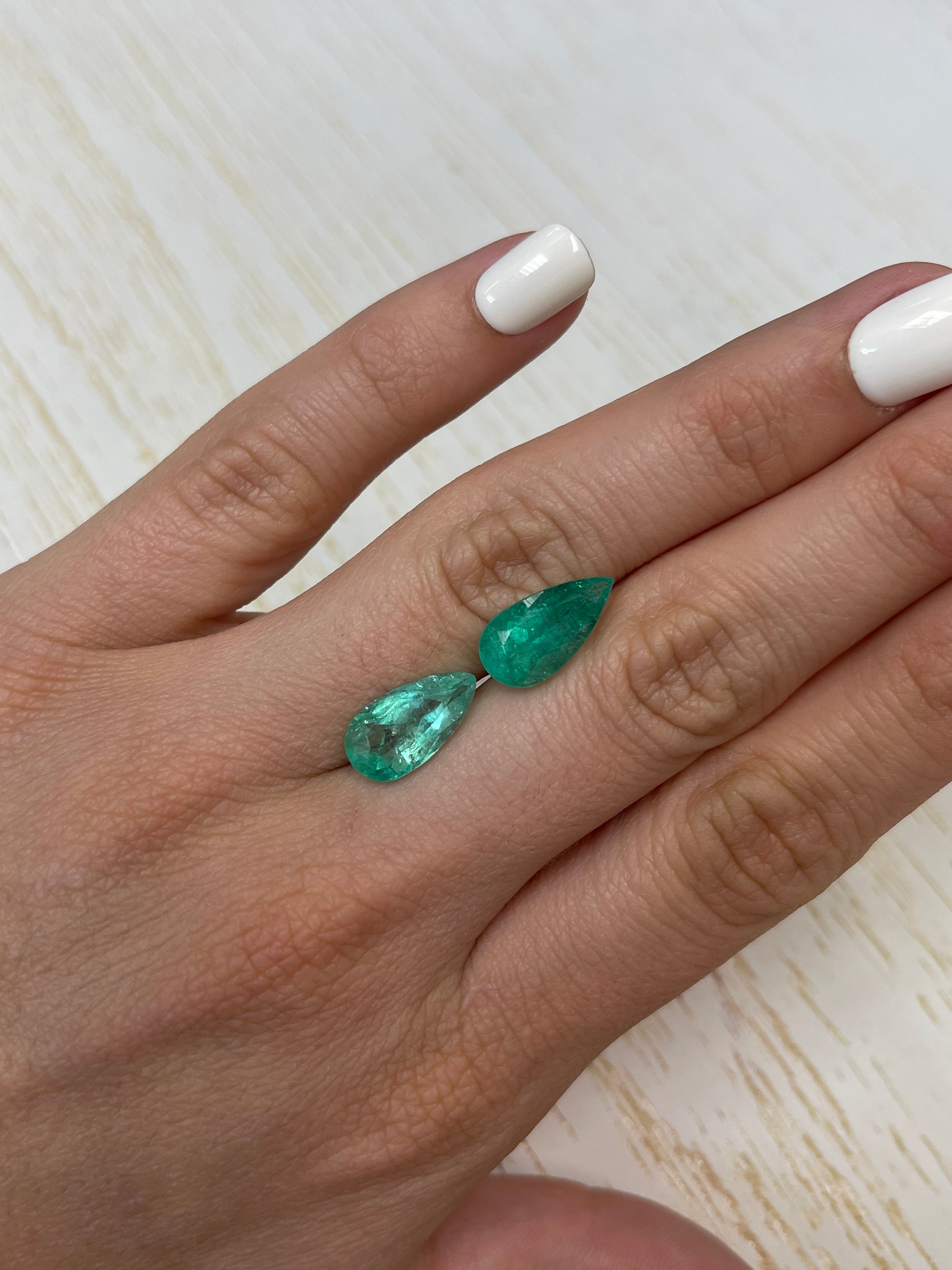 7.60tcw 15x8 Matching Loose Colombian Pear Cut Emeralds for Jewelry Making - Perfect for Rings, Necklaces & Earrings