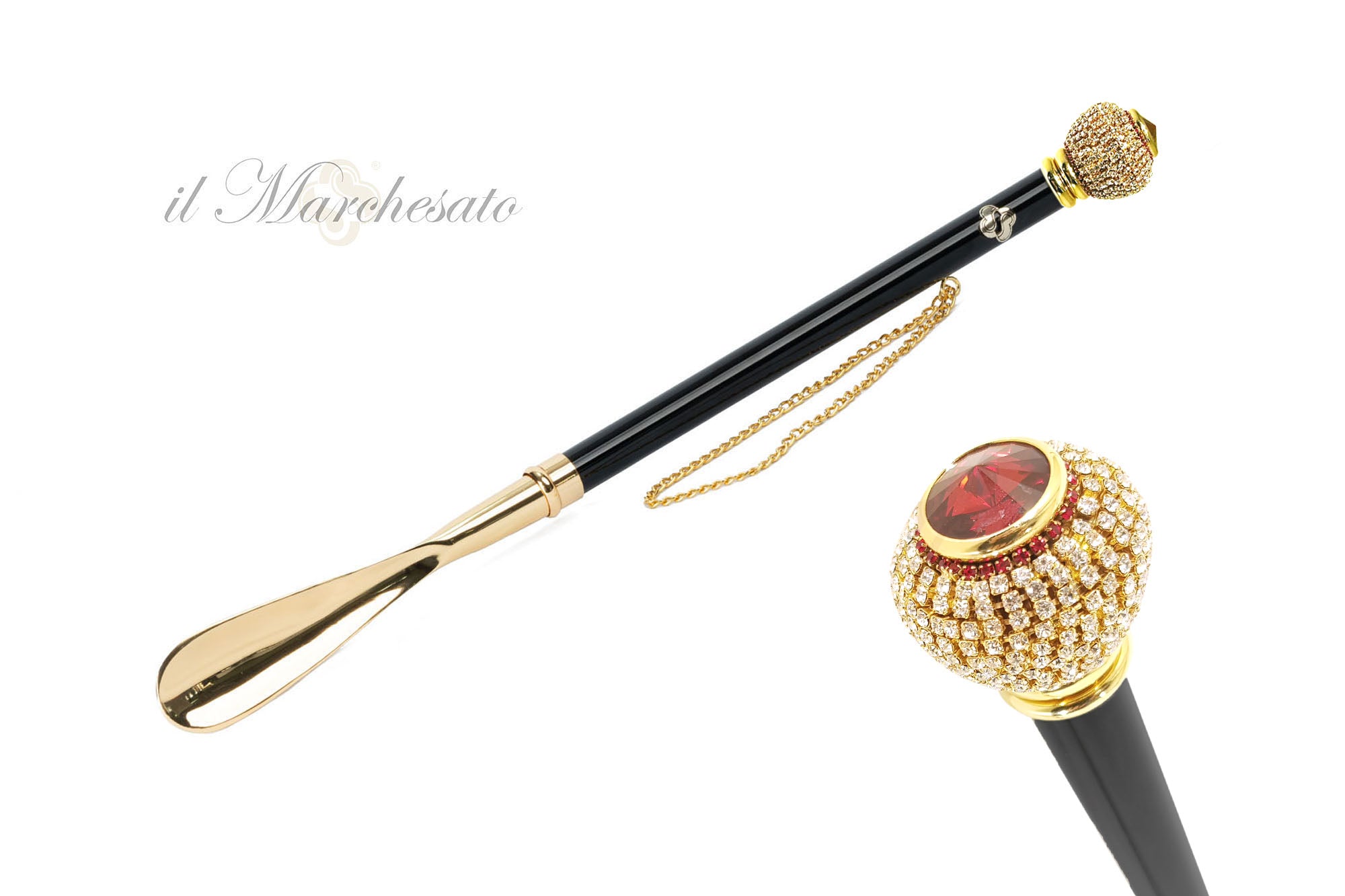 24K Gold Plated Crystal Shoehorn - Luxury Shoe Accessory for Easy Slip-On, Perfect for Gifts, Weddings & Home Use