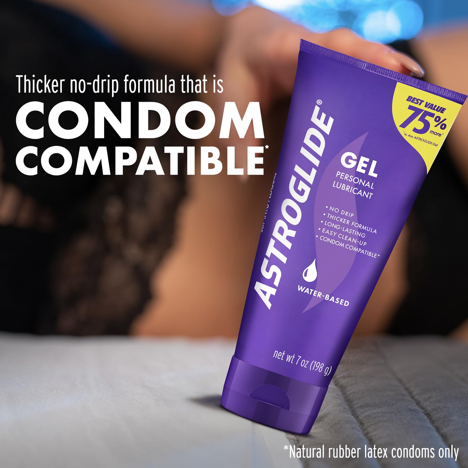 Astroglide Water-Based Personal Lubricant Gel (7oz) - Ultra Gentle, Long-Lasting Sex Lube for Men, Women & Couples - No Drip Formula for Vaginal & Anal Sex - Safe with Sex Toys - Perfect for Sensitive Skin & Intimate Moments