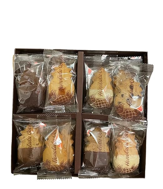 Alohalea Premium Hawaiian Cookies Gift Box - 27 Assorted Honolulu Cookies (8 Flavors) with Pineapple Wrap & Free Magnet | Perfect for Gifts, Parties & Souvenirs from Hawaii