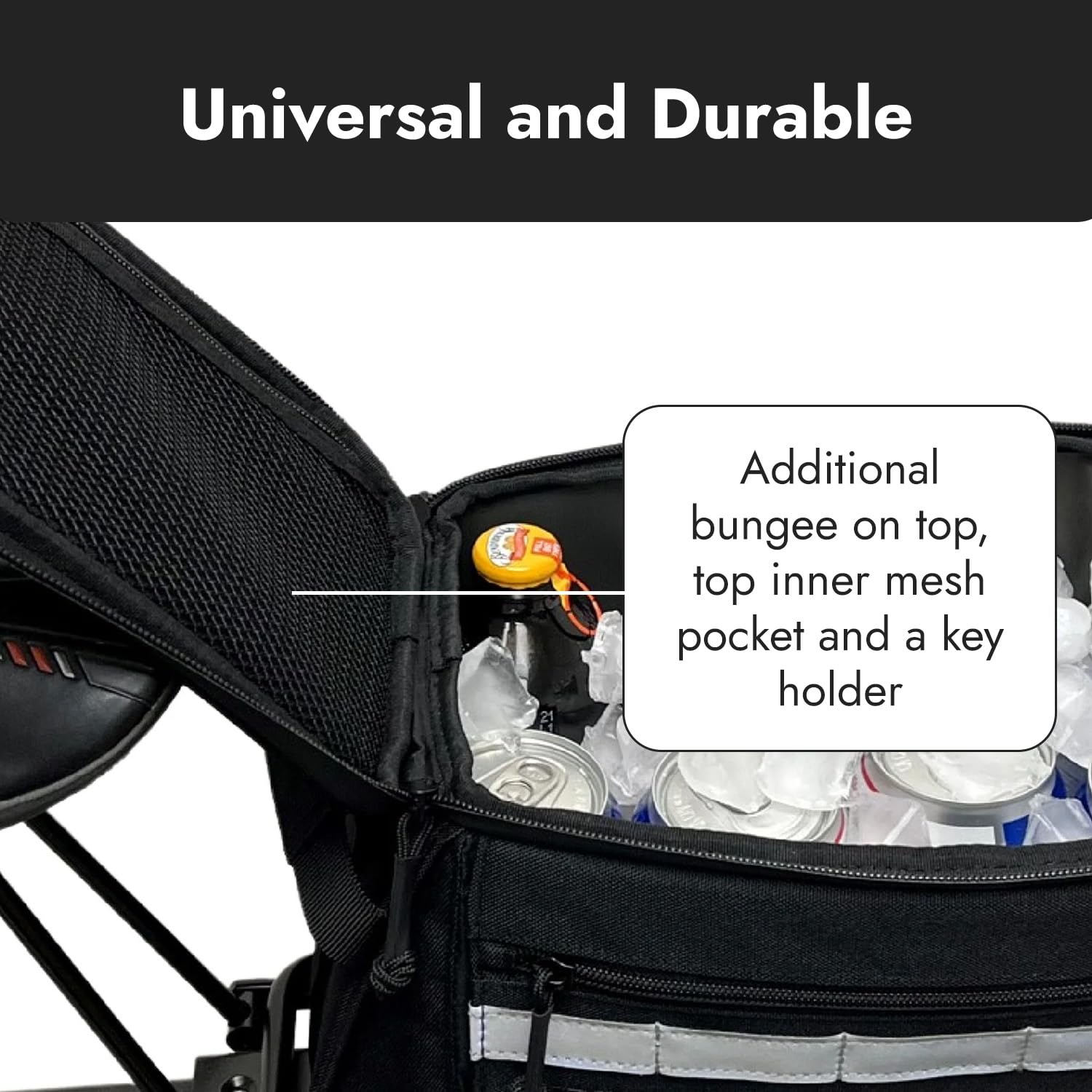 BiKase Big Momma Bike Trunk Bag - Universal Fit Medium Rear Rack Bag with Side Pockets, Top Bungee, Mesh Pocket & Reflective Accents - Spacious Waterproof Bicycle Pannier for Commuting, Touring & E-Bikes - Perfect for Groceries, Work Gear & Outdoor Adventures