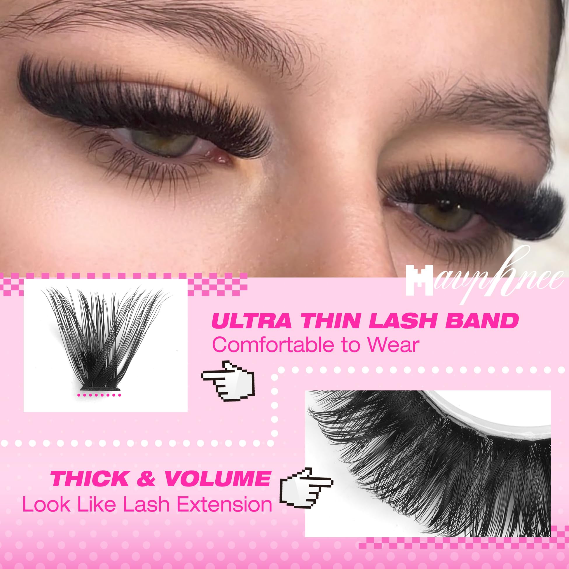 Premium 14-20MM Lash Clusters Kit - 192Pcs Fluffy Volume DIY Eyelash Extensions (D Curl, 120D+150D Mink) for Natural & Glamorous Looks - Perfect for Weddings, Parties & Daily Wear