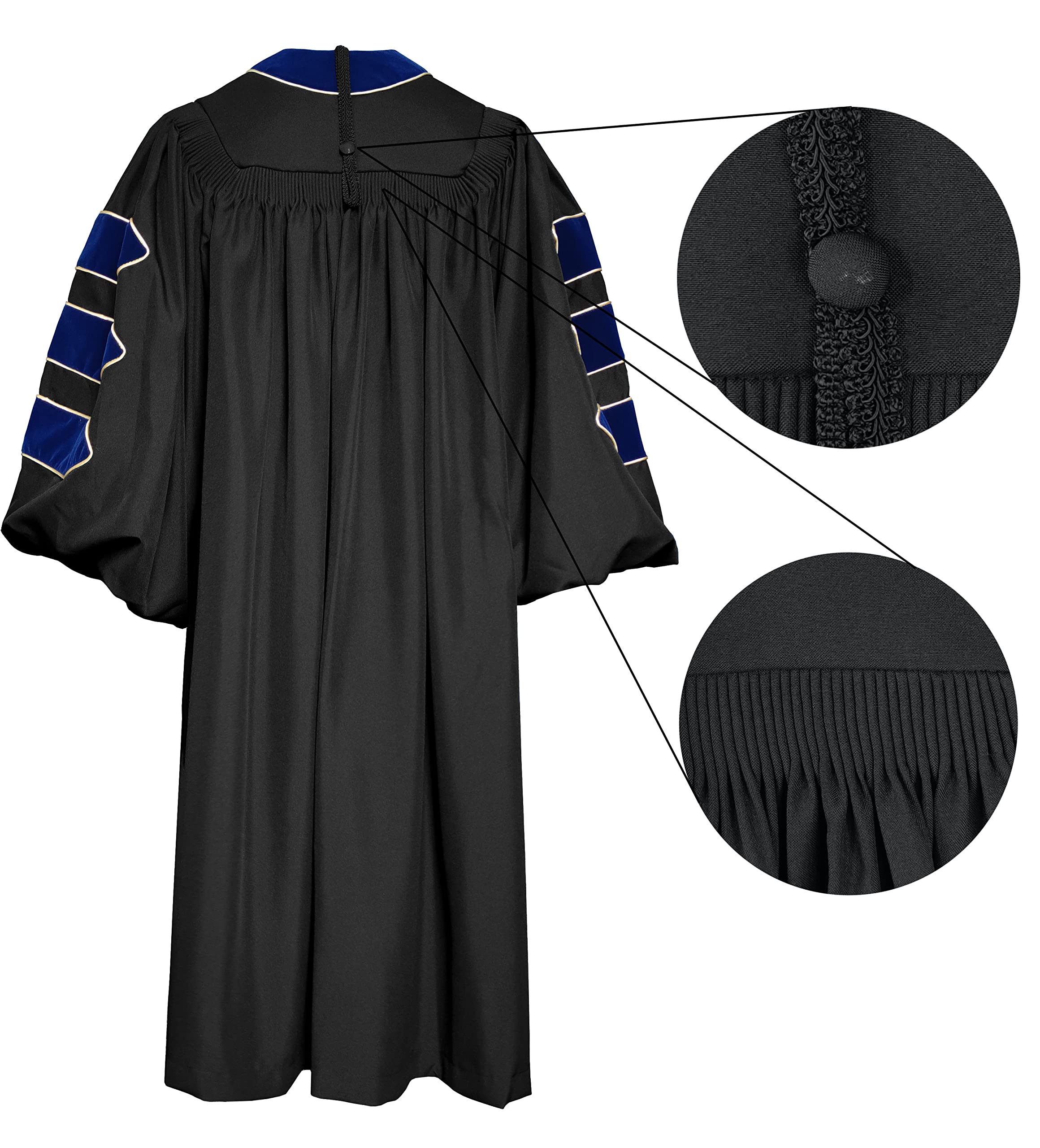 MyGradDay Deluxe Graduation Doctoral Gown Set with Hood & 8-Side Tam - PhD Graduation Ceremony Attire for Academic Commencement