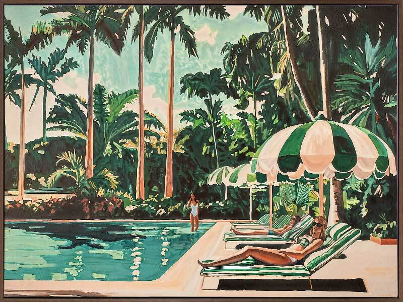 Flamingo Cocktail Canvas Art Print - Tropical Beach Party & Home Bar Decor Wall Art