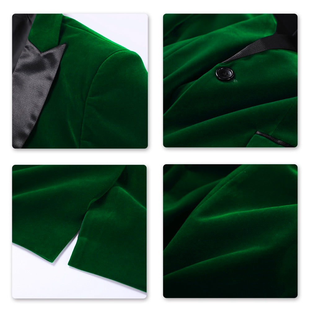 Slim Fit 2 Piece Green Velvet Tuxedo Suit for Men - Formal Wedding & Evening Party Outfit