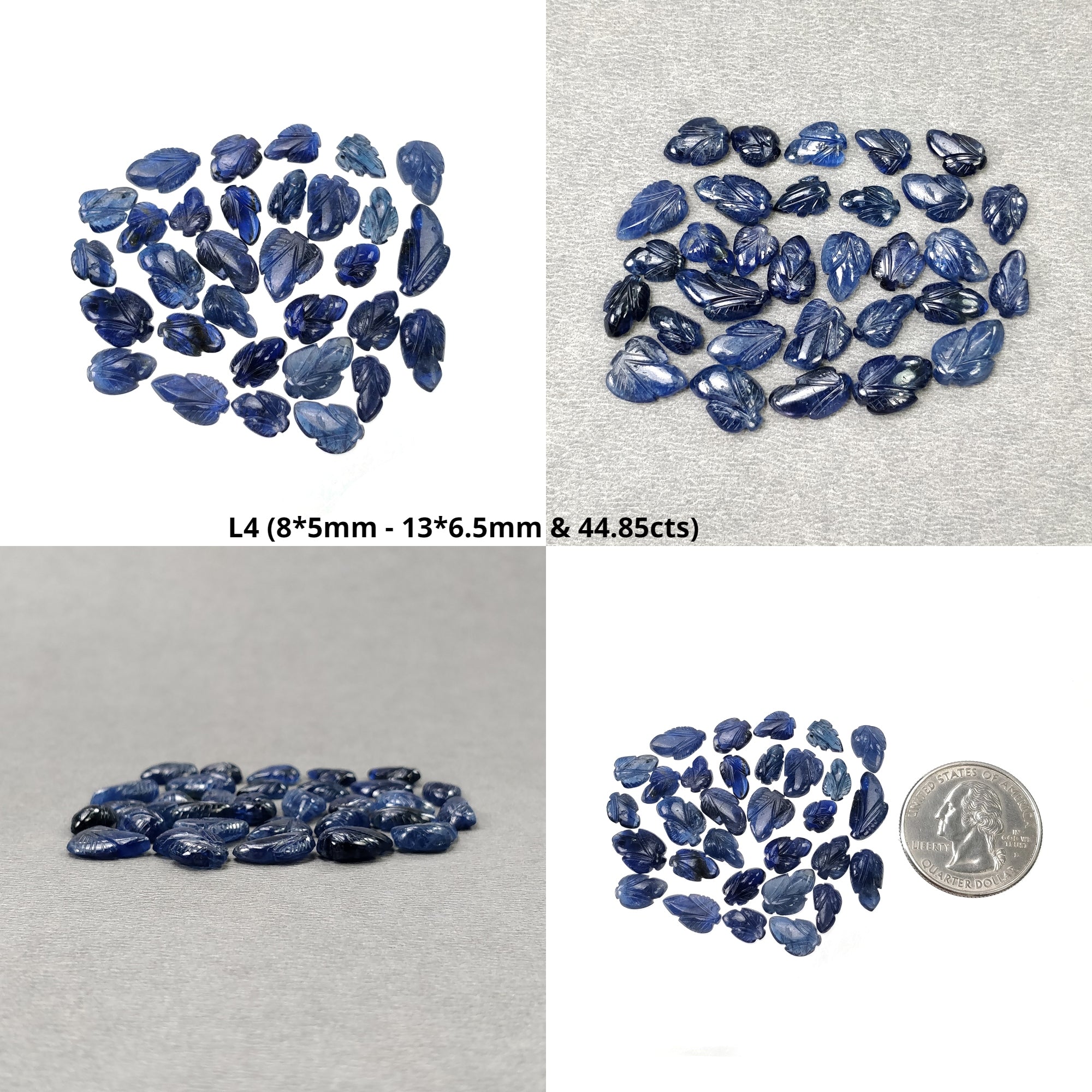 Natural Untreated Burmese Blue Sapphire Gemstone Carving - Hand Carved Leaves (27pcs/30pcs/31pcs) | Authentic Unheated Sapphire Jewelry for Necklace, Bracelet & DIY Crafts | Perfect for Gift Giving, Meditation & Spiritual Healing