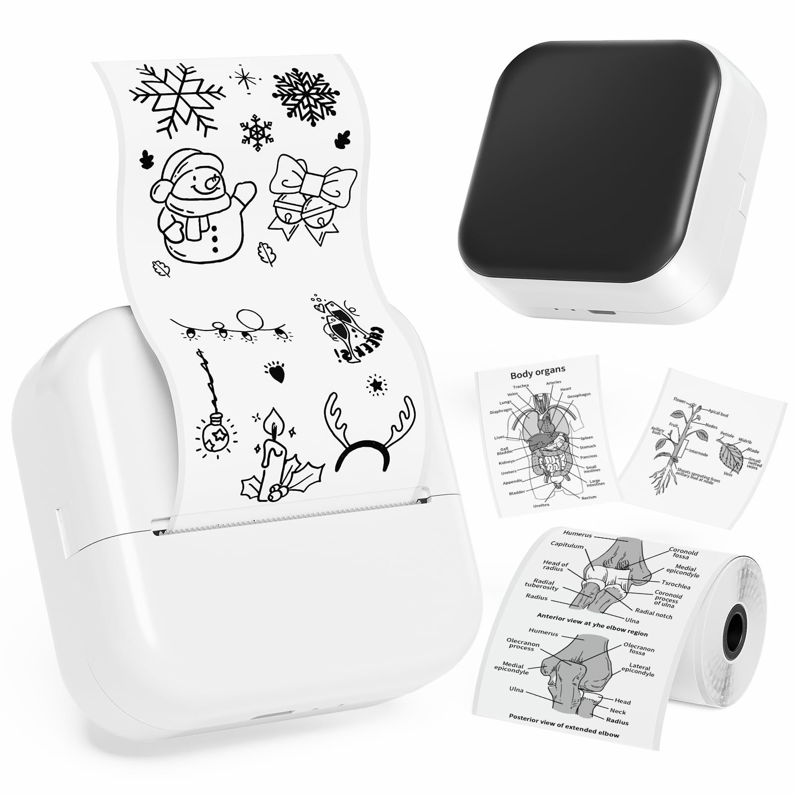 Phomemo M02X Mini Thermal Sticker Printer - Portable Inkless Bluetooth Label Maker for iPhone Android, Wireless Phone Printer for Kids DIY Crafts, Home Office Organization, Gift Wrapping & Scrapbooking (White)