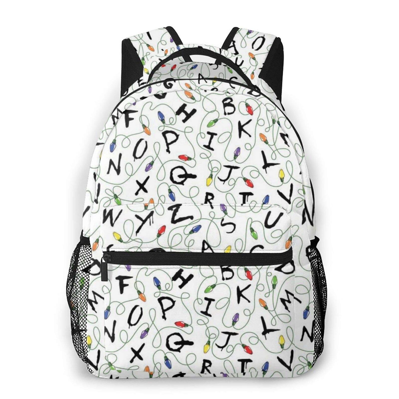 Men's Stylish Multipurpose Laptop Backpack - Durable Waterproof Daypack with Colorful Letter White Pattern for Sports, Running, Travel & Hiking | Perfect for Work, School, Gym and Outdoor Adventures