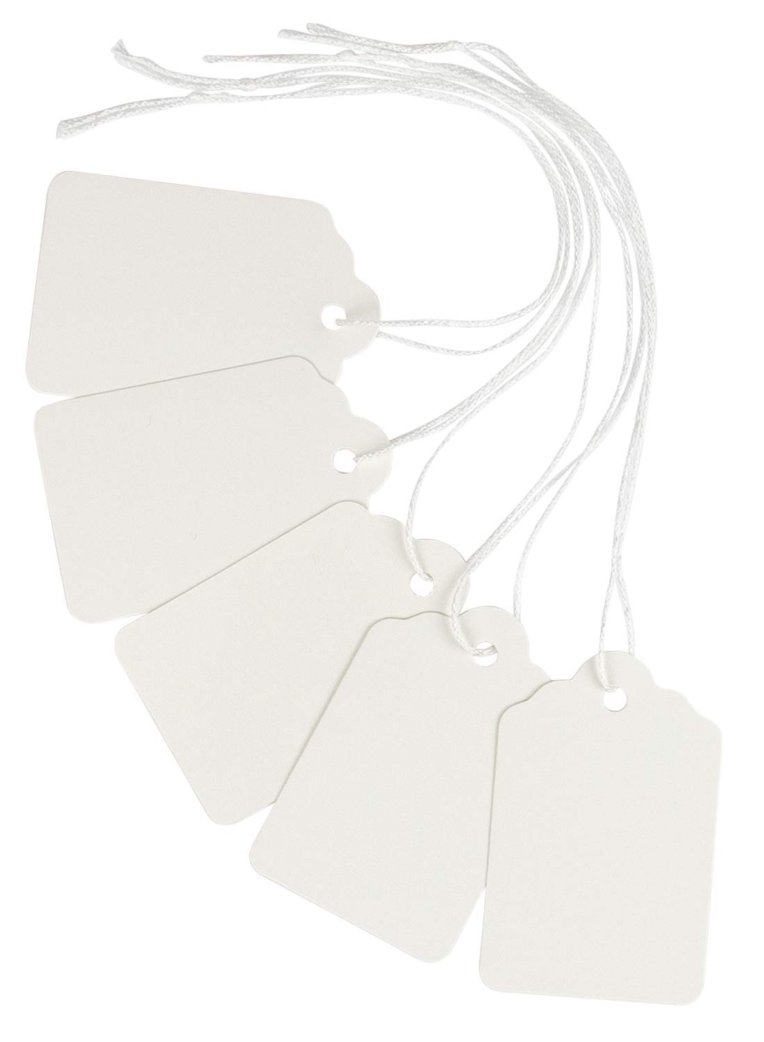 500pcs White Blank Hang Tags with String - 2.25