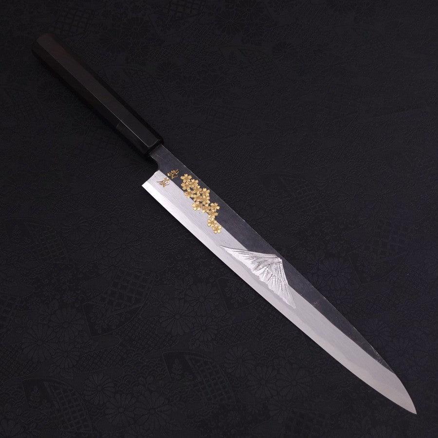 Premium Yanagiba Sushi Knife - Blue Steel #2 Kurouchi Finish with Sakura Fuji Buffalo Ebony Handle (270mm) - Perfect for Sushi Chefs & Japanese Cuisine Lovers
