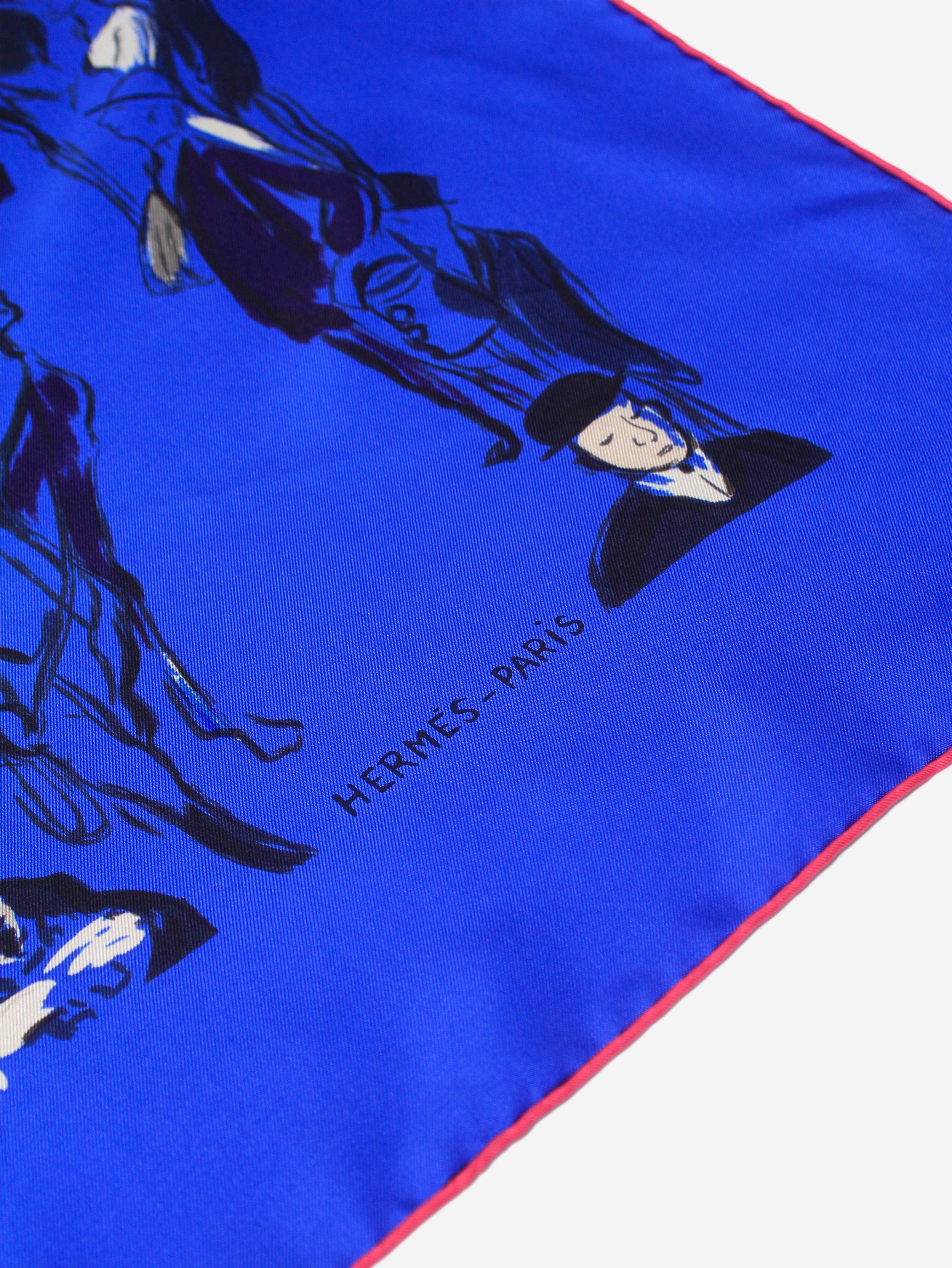 Luxury Blue Silk Scarf with Elegant Floral Print - Perfect for Women's Fashion Accessories, Gift Giving & Special Occasions