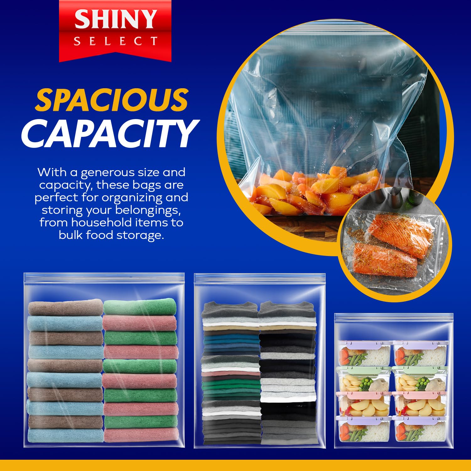 25 Pack 3.5 Gallon Extra Large Heavy Duty Freezer Bags - Airtight Resealable Storage Bags for Food Preservation, Meal Prep, Brining, Moving & Closet Organization - Perfect for Freezing, Packing & Home Storage
