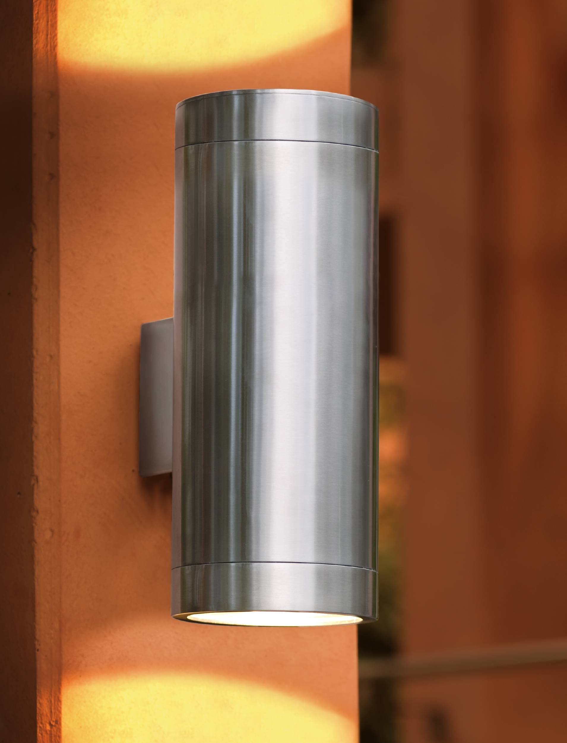 EGLO Ascoli 2-Light Outdoor Wall Sconce - Waterproof & Rust-Resistant Porch Light for Garage, Front Yard, Patio - Silver Finish, 13 Inch - Perfect for Entryway Lighting, Garden Decor & Exterior Home Illumination