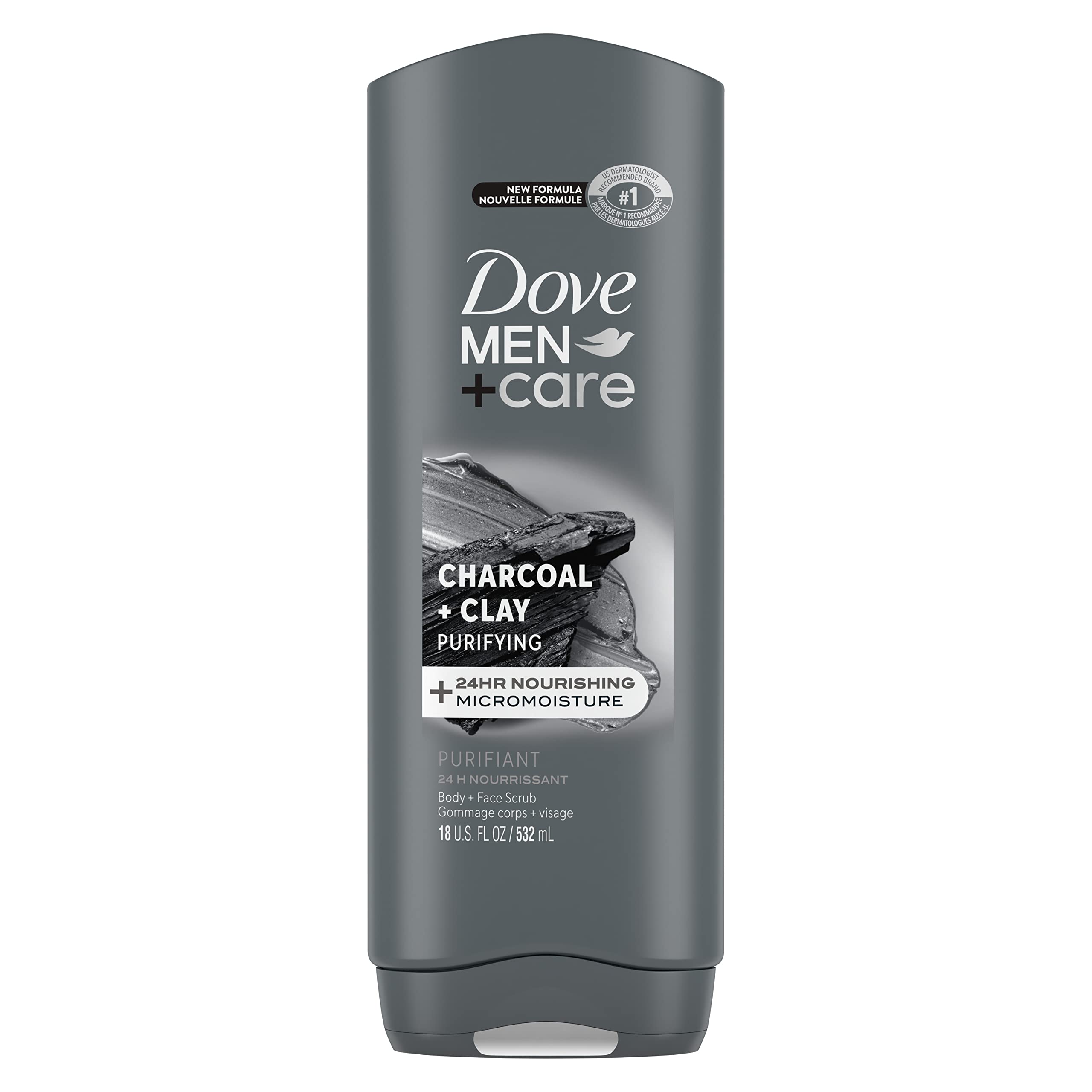 DOVE MEN + CARE Elements Body Wash with Charcoal & Clay - Deep Cleansing, Antibacterial, Skin Nourishing - 18 Fl Oz - Ideal for Post-Workout, Gym & Daily Shower Routine
