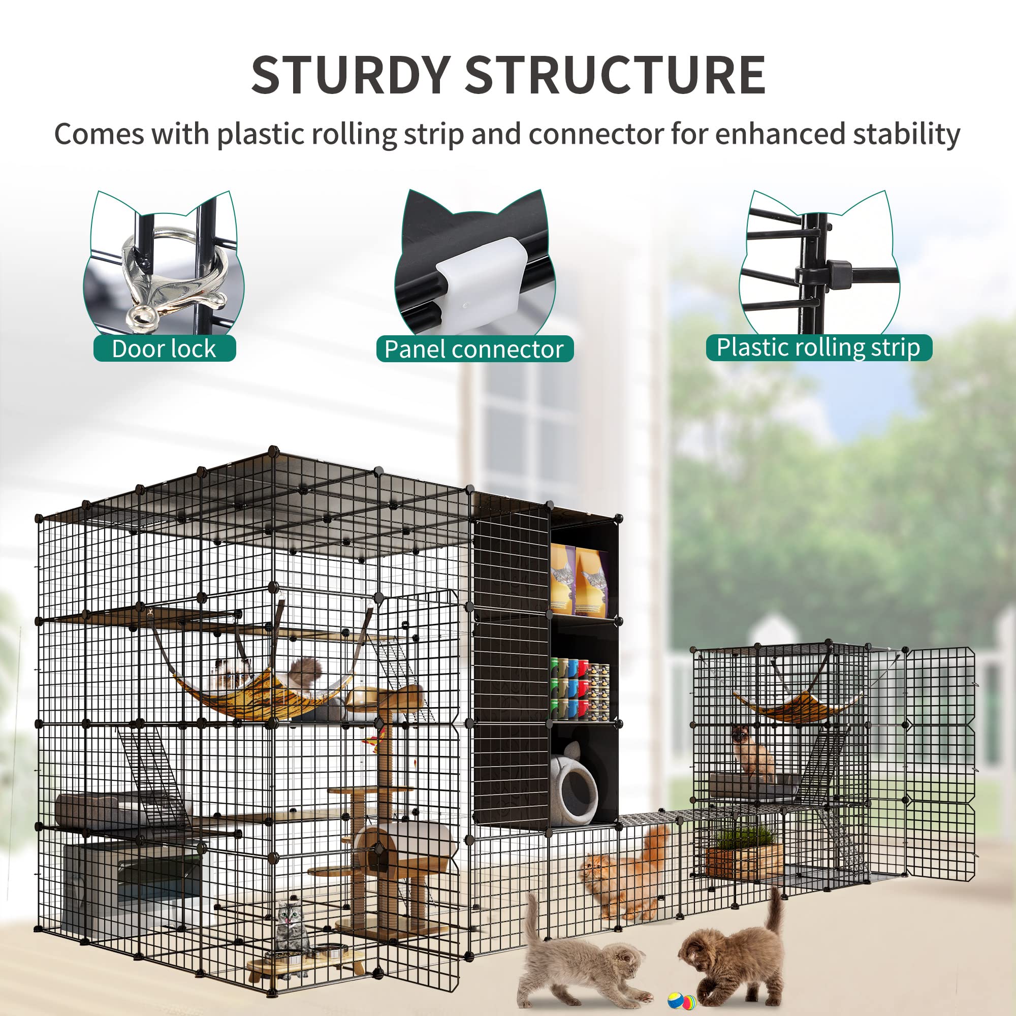 YITAHOME Large Cat Cage for Indoor & Outdoor Use - DIY Pet Kennel Playpen with Hammock - Spacious Cat Enclosure for 1-6 Cats - Perfect for Backyard, Patio, or Home Use