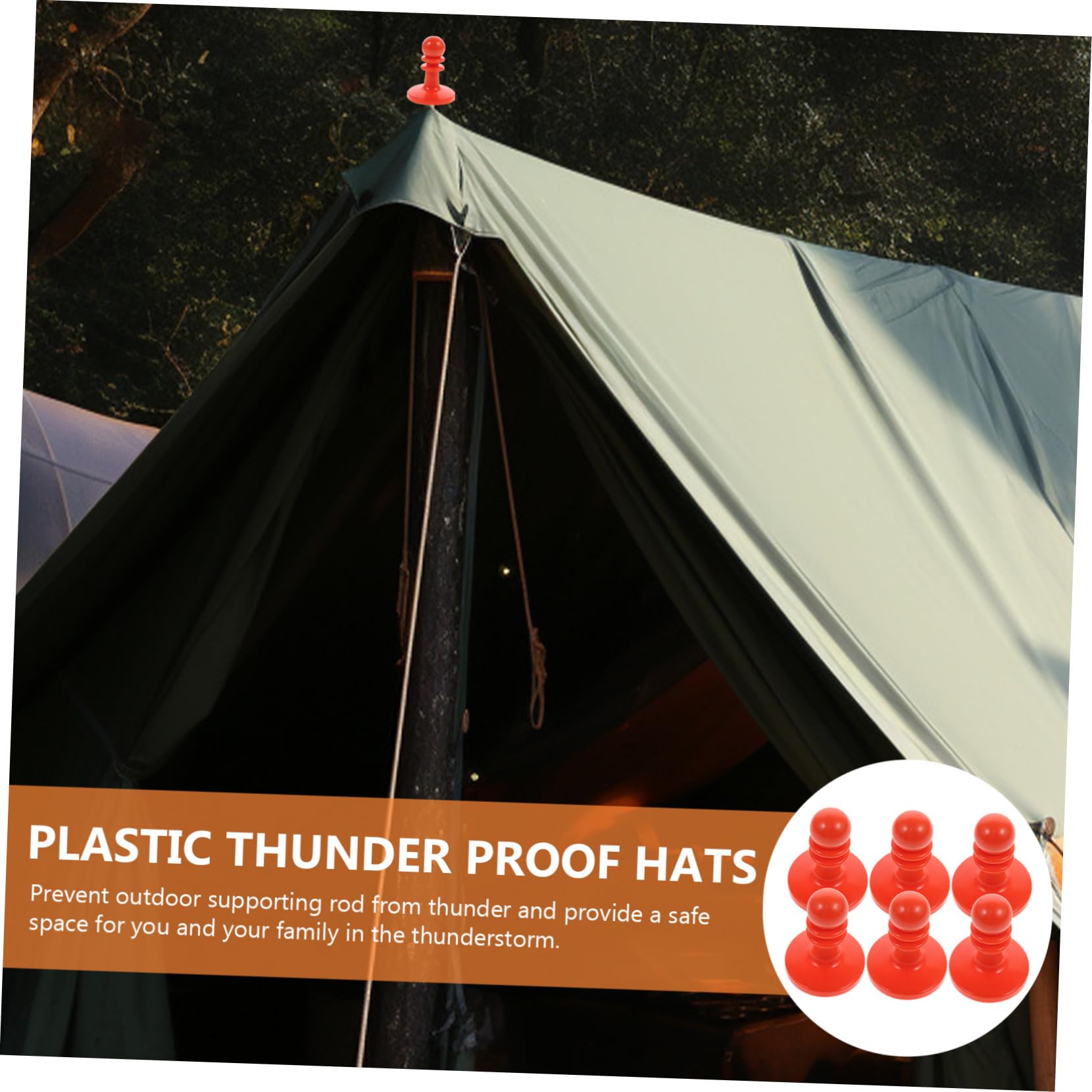 BESPORTBLE 6Pcs Tent Pole End Caps - Plastic Tent Support Hats for Outdoor Camping, Anti-Thunder Protection, Tent Accessories (Ideal for Hiking, Backpacking & Family Camping Trips)
