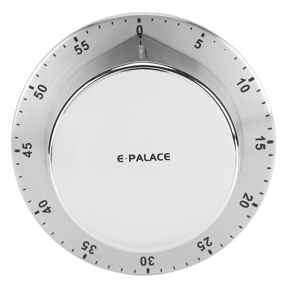 Mechanical Kitchen Timer with Alarm - No Batteries Needed, Magnetic Backing & Stainless Steel Body - Perfect for Cooking, Baking, Meal Prep & Kitchen Countdown (Silver)