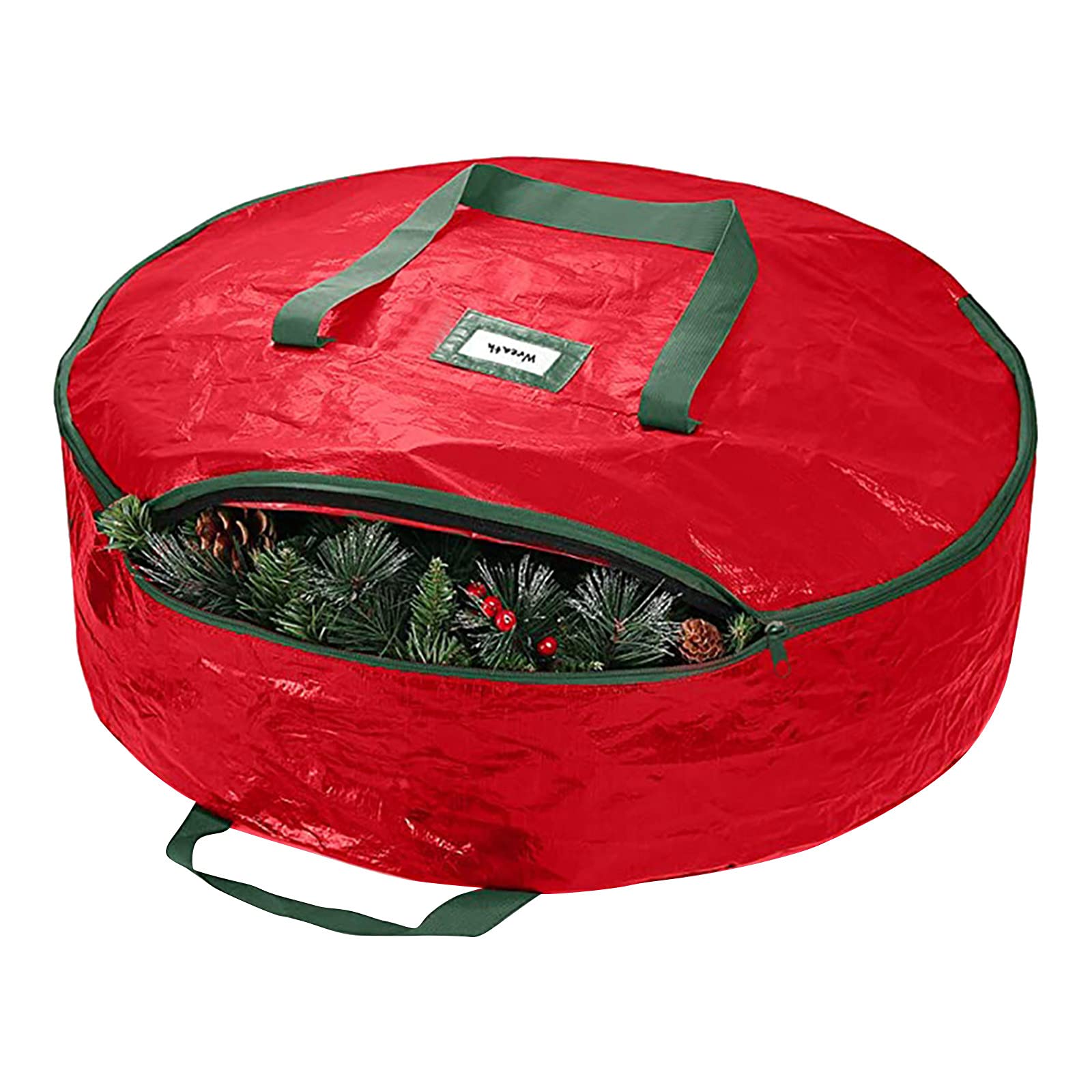 24 Inch Christmas Wreath Storage Bag with Dual Zippers & Durable Handles - Premium Holiday Decor Organizer for Artificial Wreaths, Garlands & Seasonal Decorations - Perfect for Attic, Basement or Garage Storage