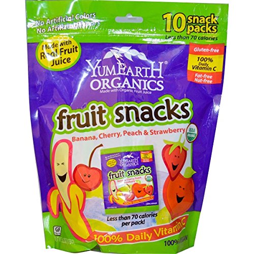 YumEarth Organic Fruit Snacks - Banana, Cherry, Peach & Strawberry Flavors - 10 Pack (0.62 oz Each) - Healthy Kids Snack for Lunch Box, School, Travel & On-The-Go