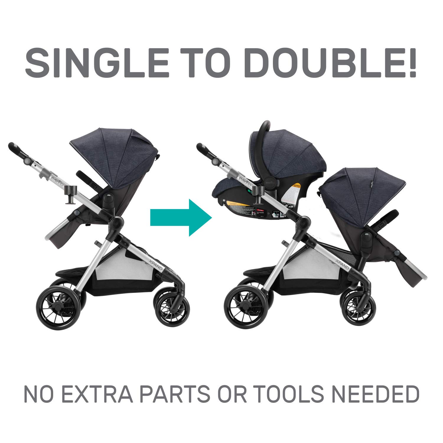 Evenflo Pivot Xpand Modular Travel System with SafeMax Infant Car Seat - Lightweight Stroller & Convertible Car Seat for Newborns to Toddlers | Perfect for Air Travel, Shopping & Daily Outings