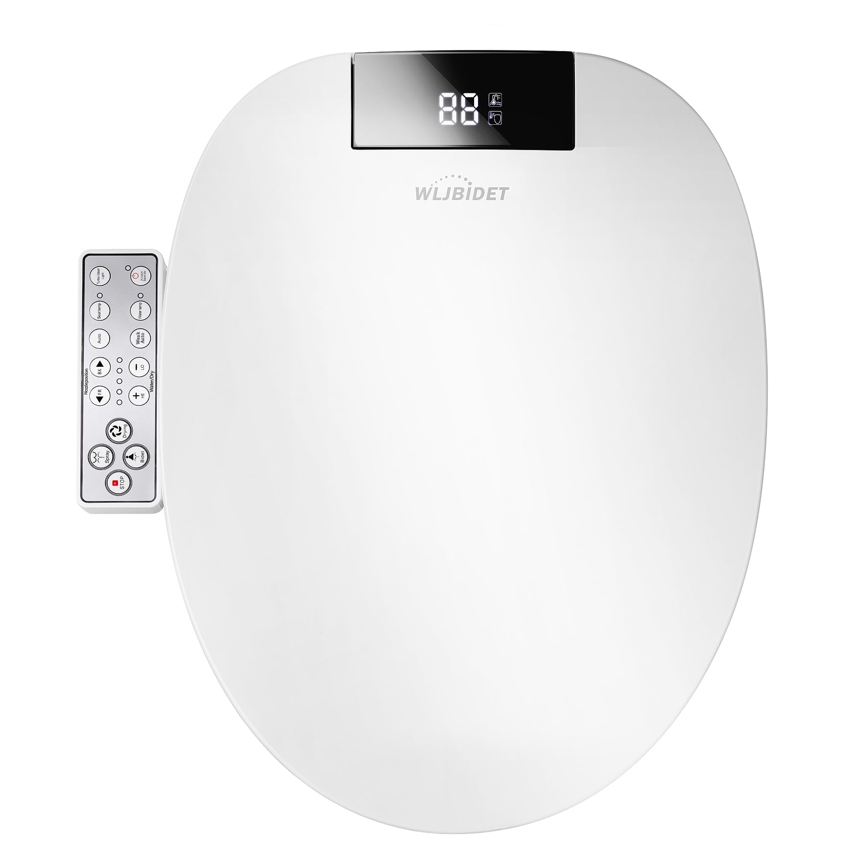 Smart Bidet Toilet Seat with Warm Water, Heated Seat & Air Dry - Round Elongated for Rear & Feminine Wash - Soft Close Lid & Motion Sensor - Electric Bidet for Bathroom Comfort & Hygiene (Ideal for Home, Office & Elderly Care)